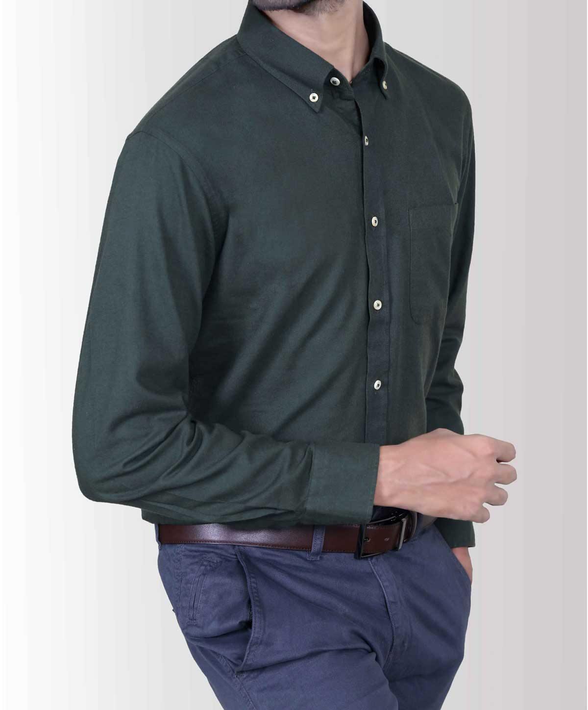 SMART SHIRT WOOL GREEN at Charcoal Clothing