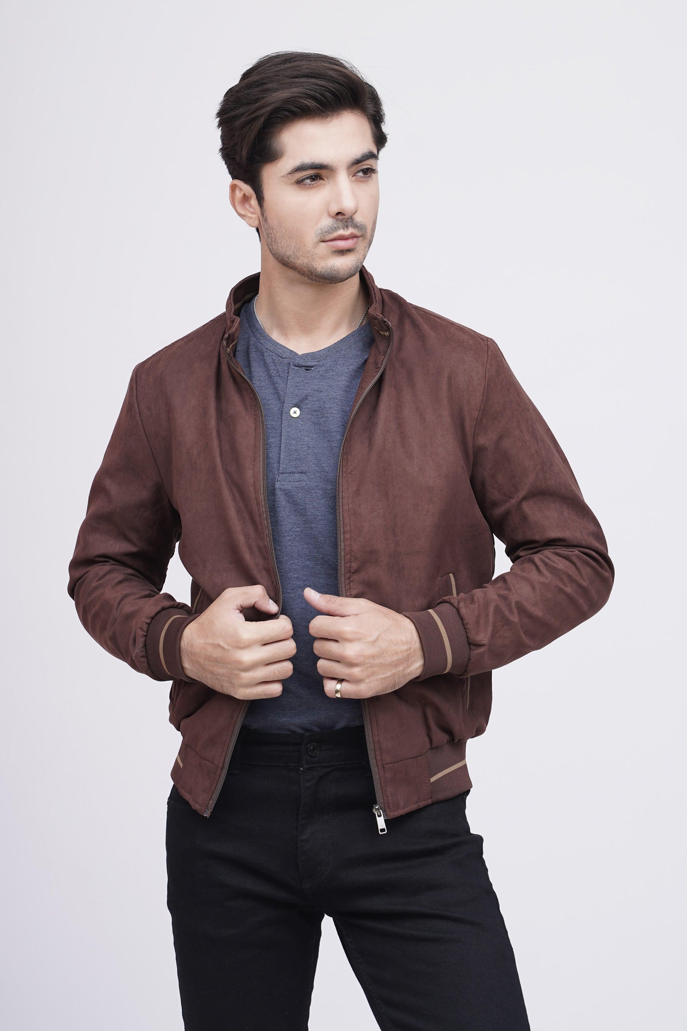 SUEDE JACKET F/S BROWN at Charcoal Clothing