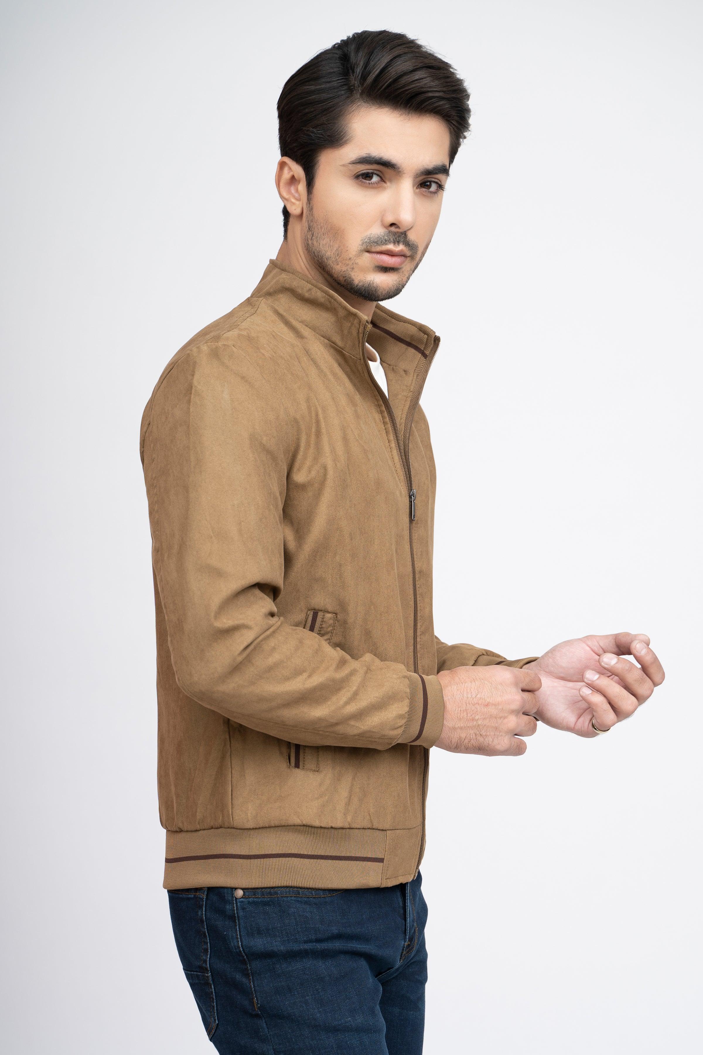 SUEDE JACKET F/S KHAKI at Charcoal Clothing