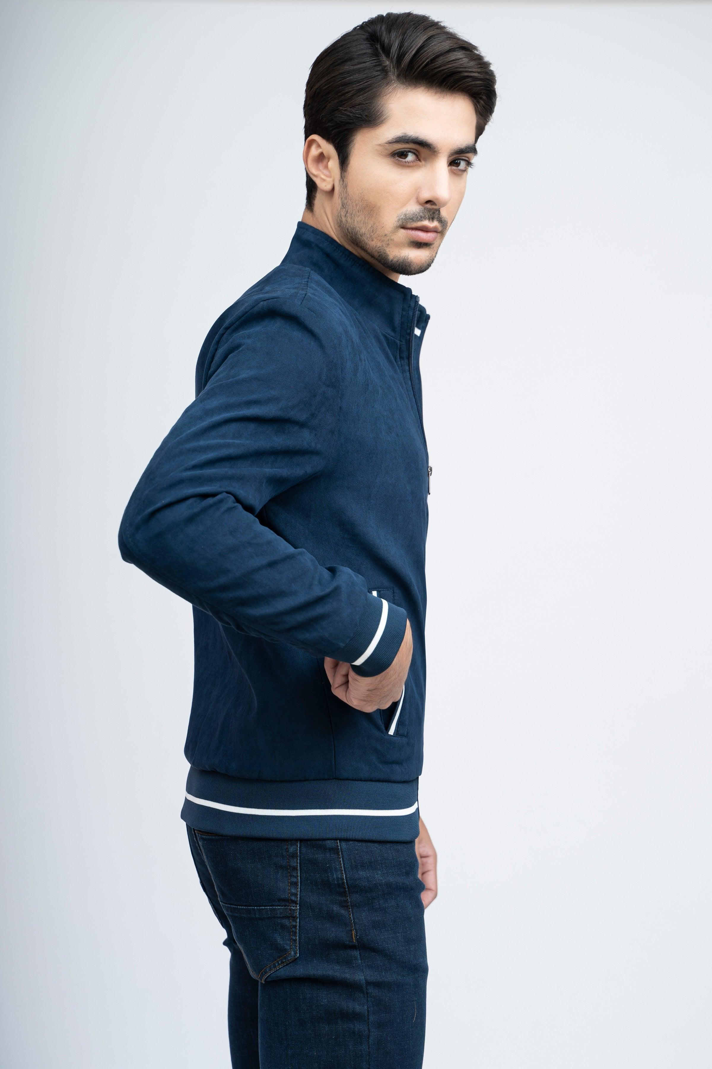 SUEDE JACKET F/S NAVY at Charcoal Clothing