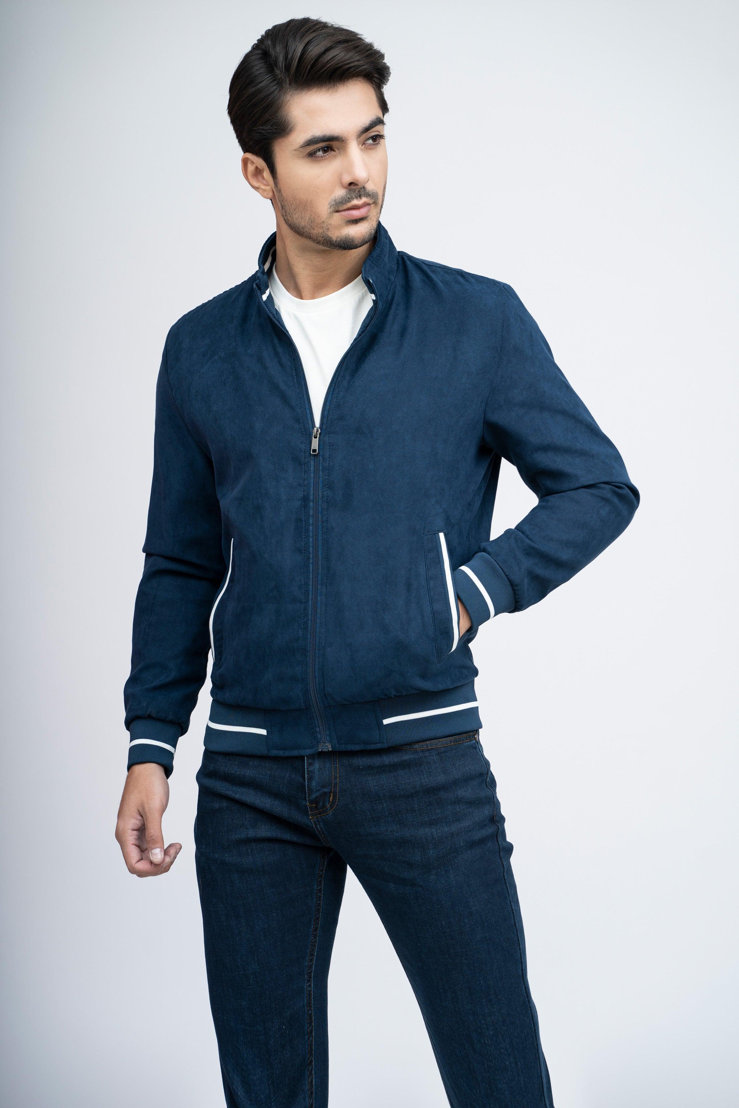 SUEDE JACKET F/S NAVY at Charcoal Clothing