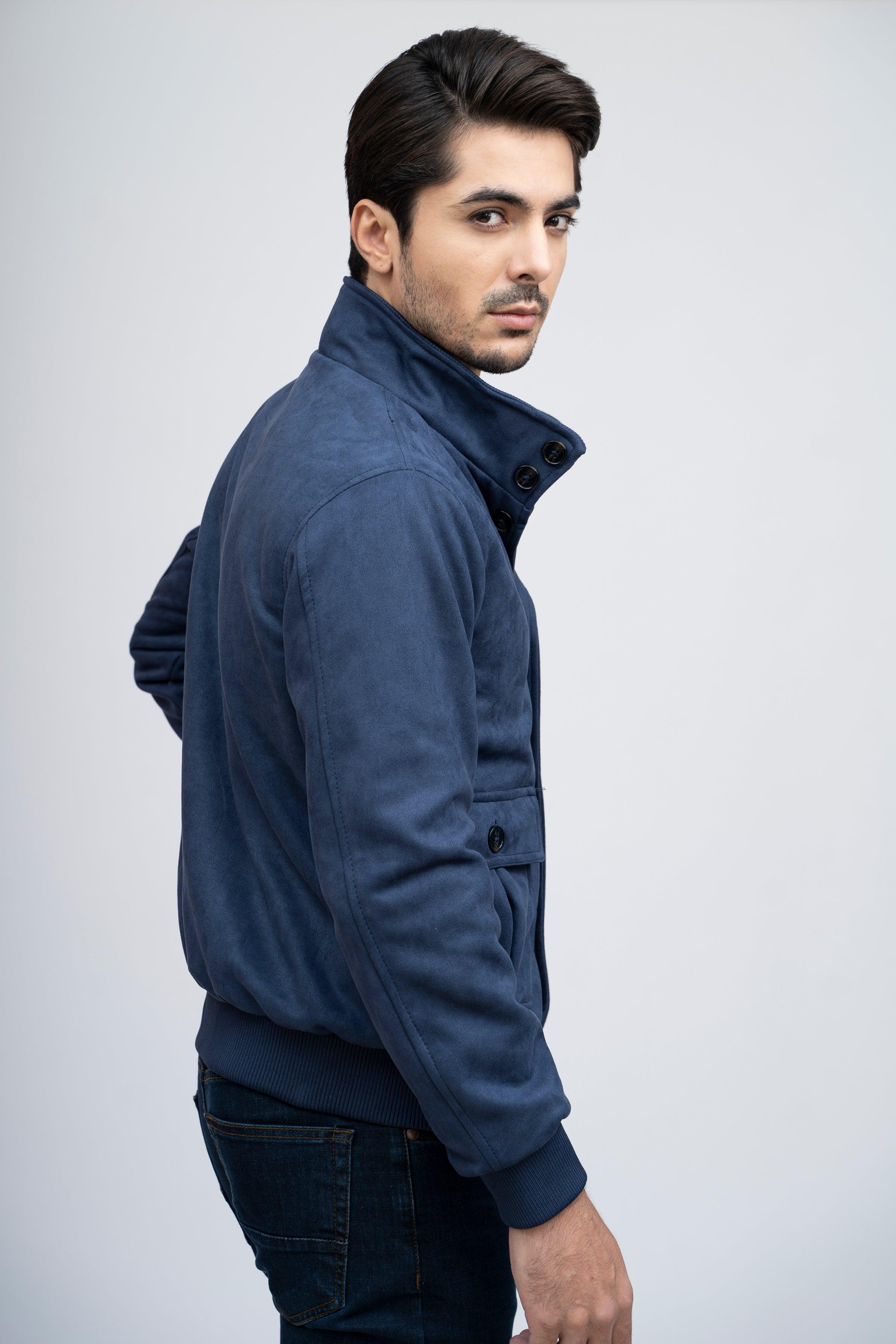 SUEDE JACKET F/S NAVY at Charcoal Clothing