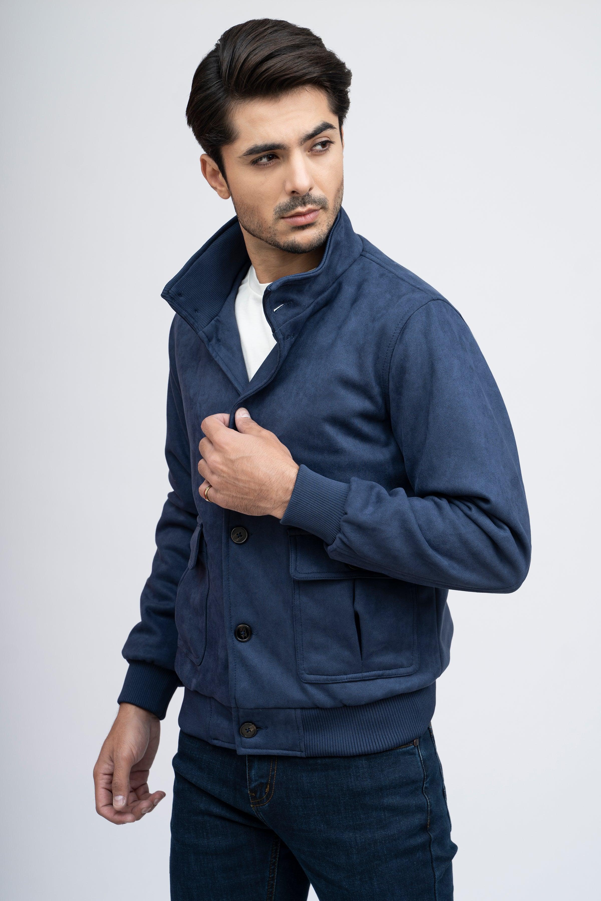 SUEDE JACKET F/S NAVY at Charcoal Clothing