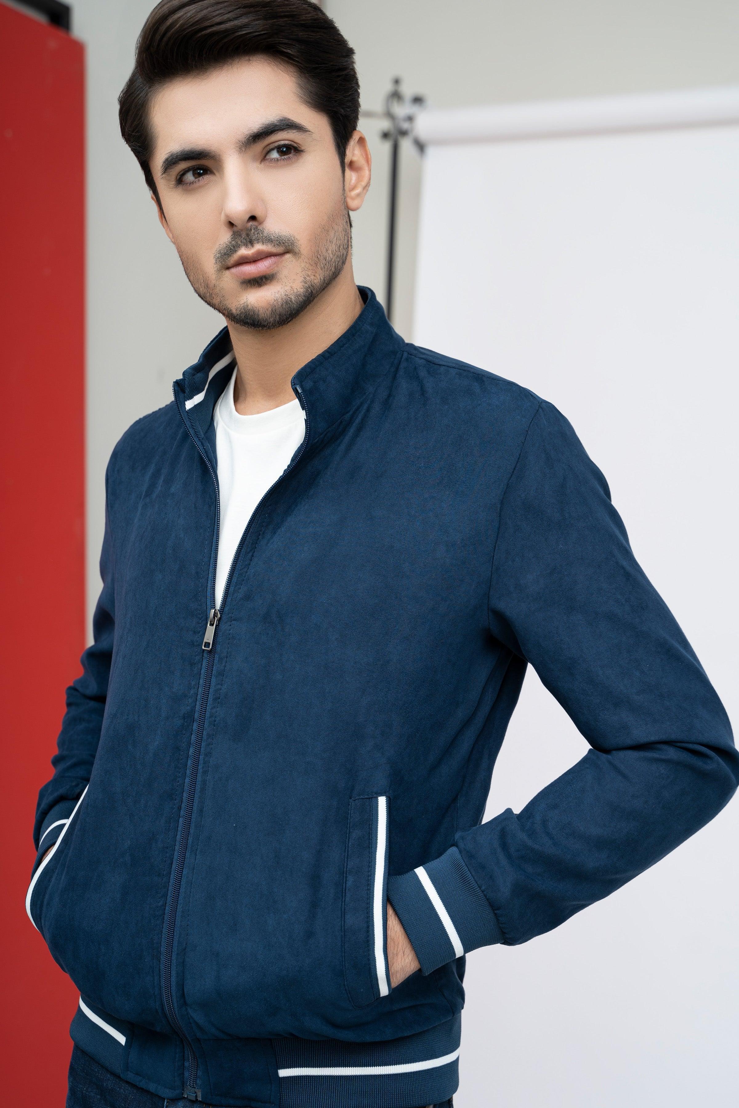 SUEDE JACKET F/S NAVY at Charcoal Clothing