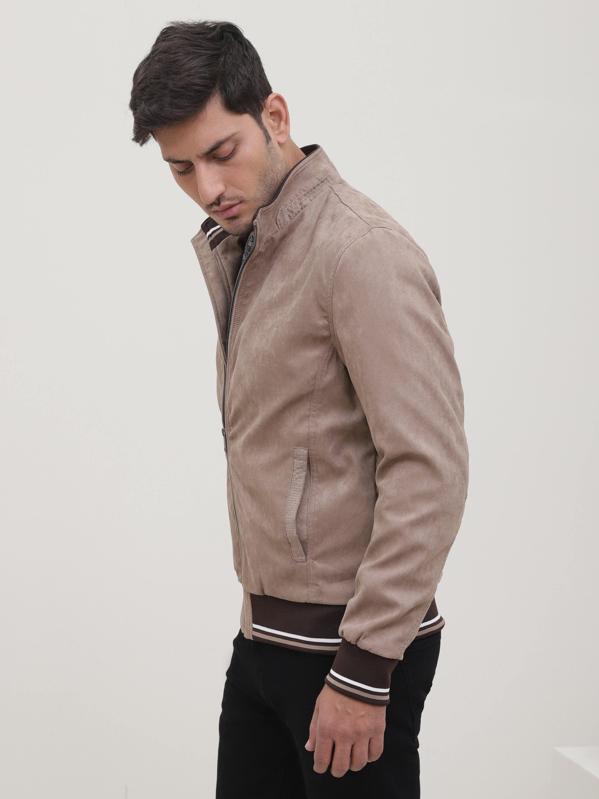 SUEDE JACKET LIGHT BROWN at Charcoal Clothing