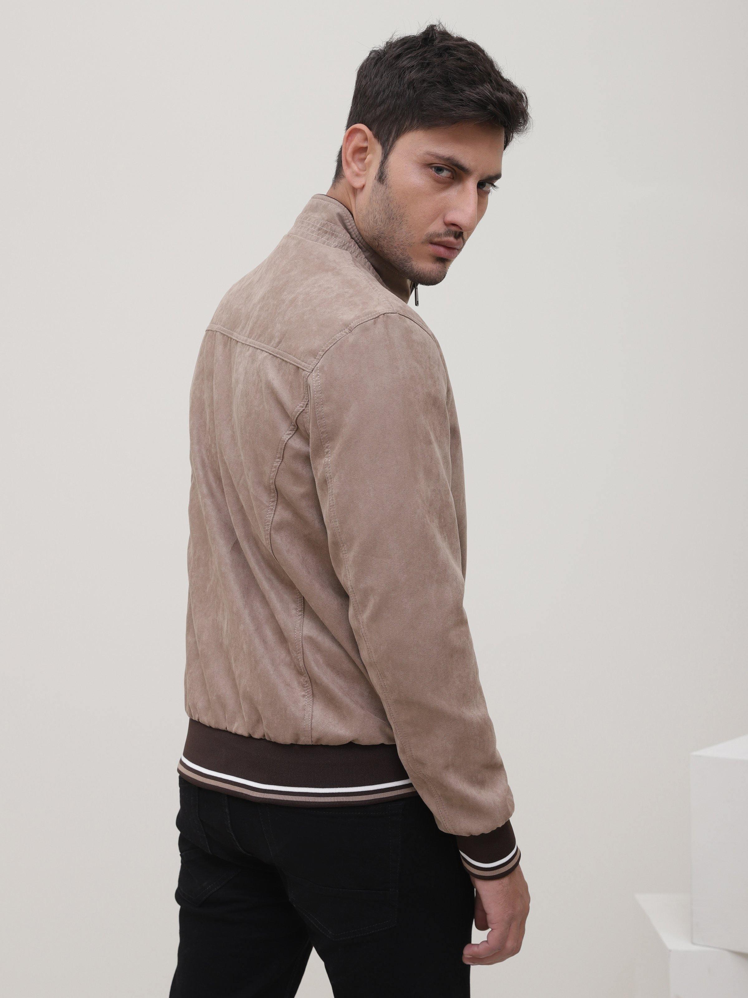 SUEDE JACKET LIGHT BROWN at Charcoal Clothing