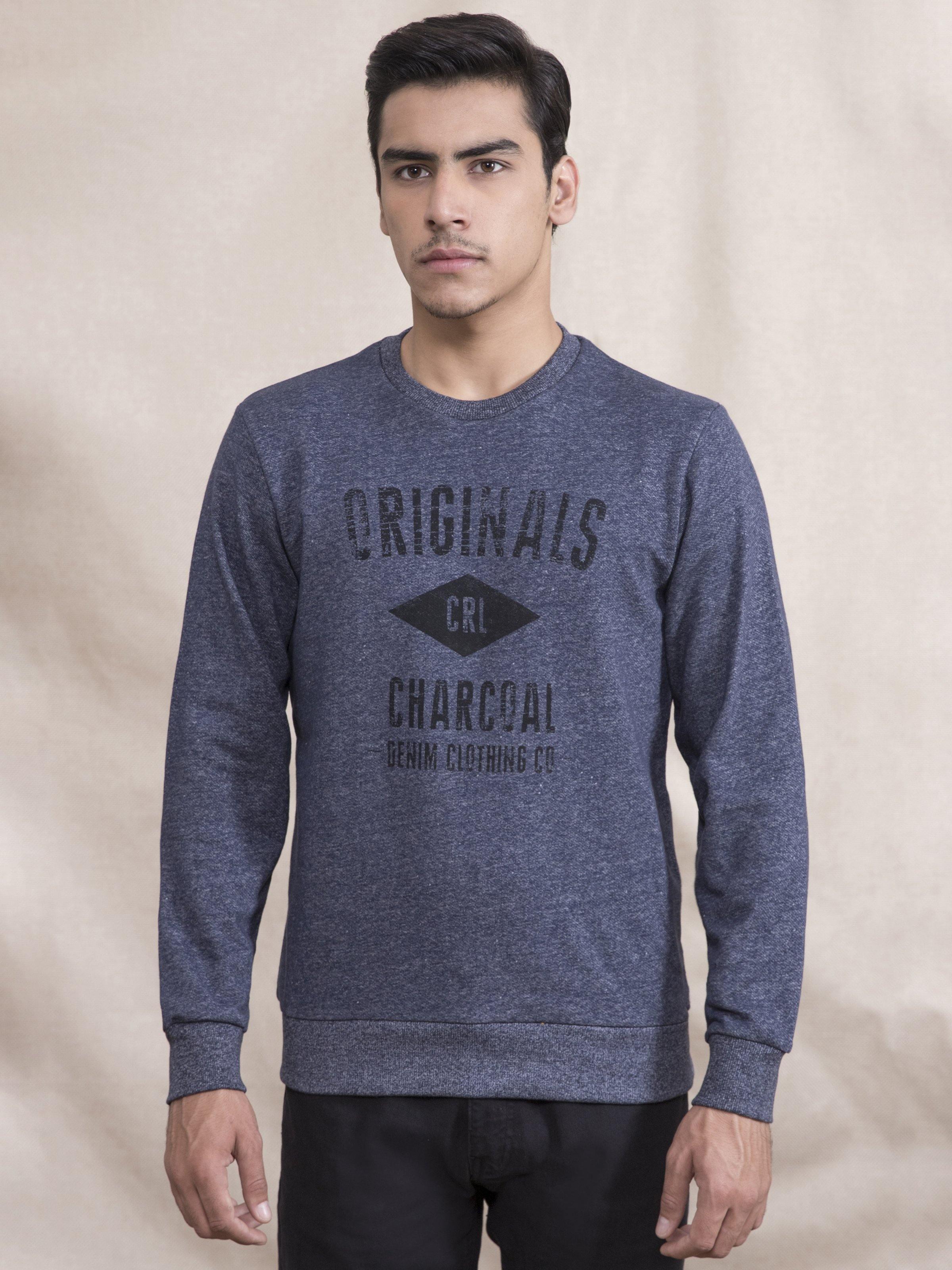 SWEAT SHIRT CHAIN YARN  NAVY at Charcoal Clothing