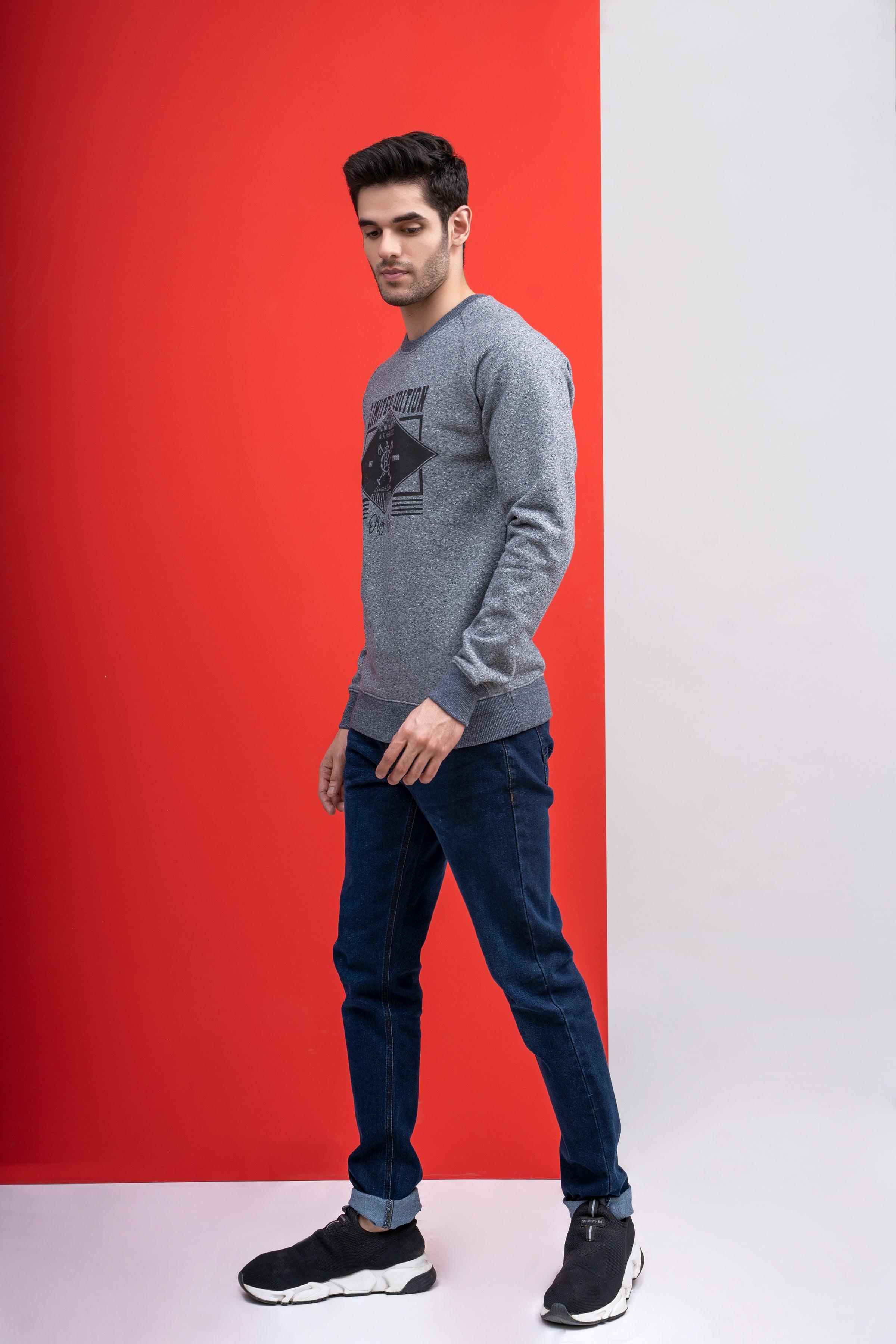 SWEAT SHIRT ROUND NECK F/S BLUE at Charcoal Clothing