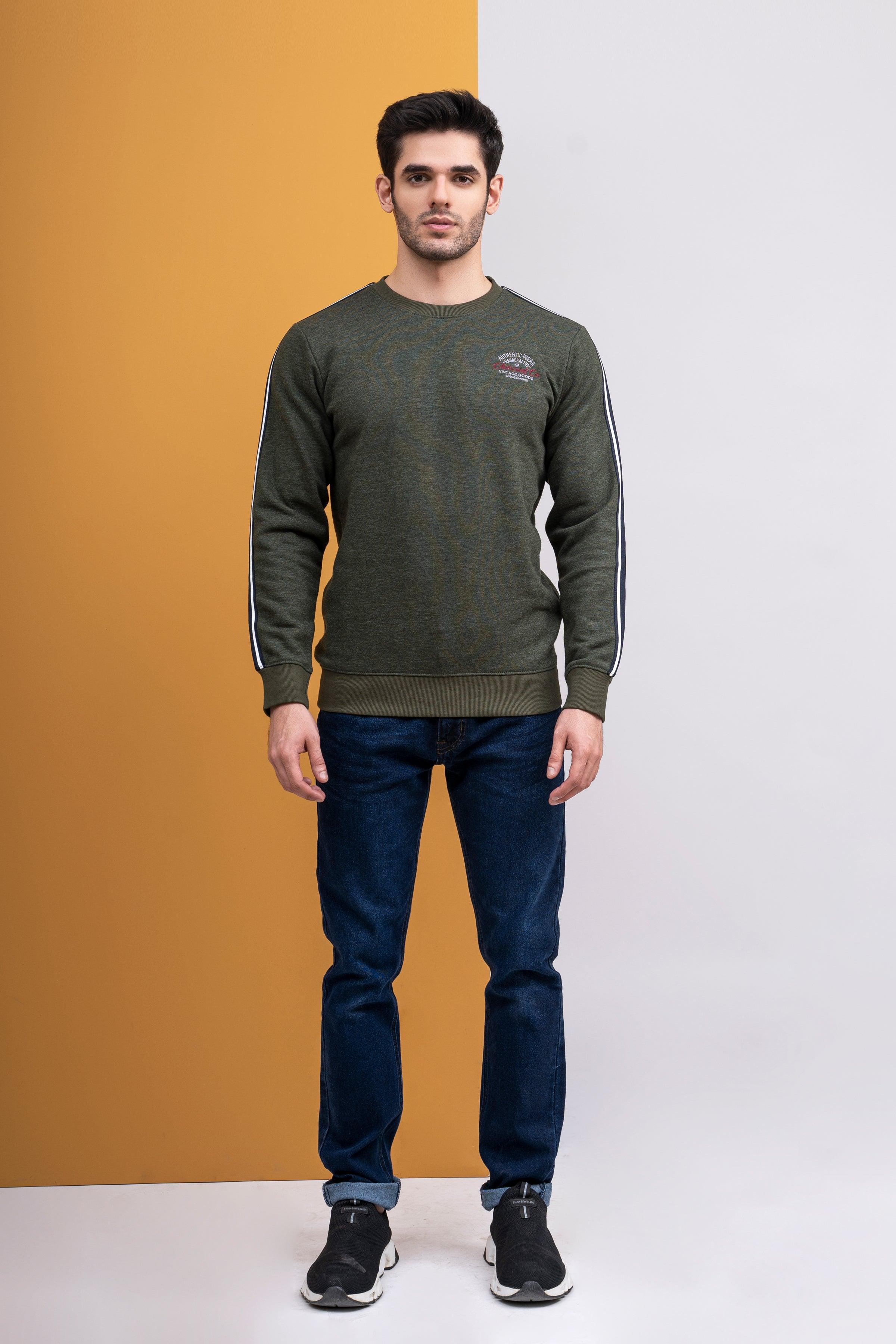 SWEAT SHIRT ROUND NECK F/S GREEN at Charcoal Clothing