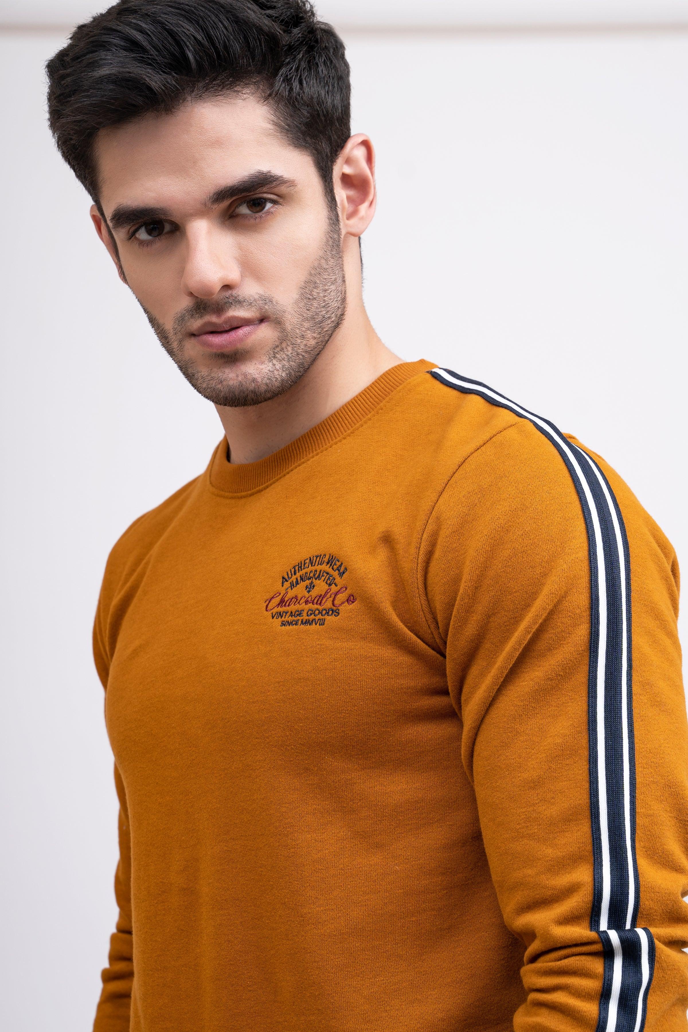 SWEAT SHIRT ROUND NECK F/S MUSTARD at Charcoal Clothing