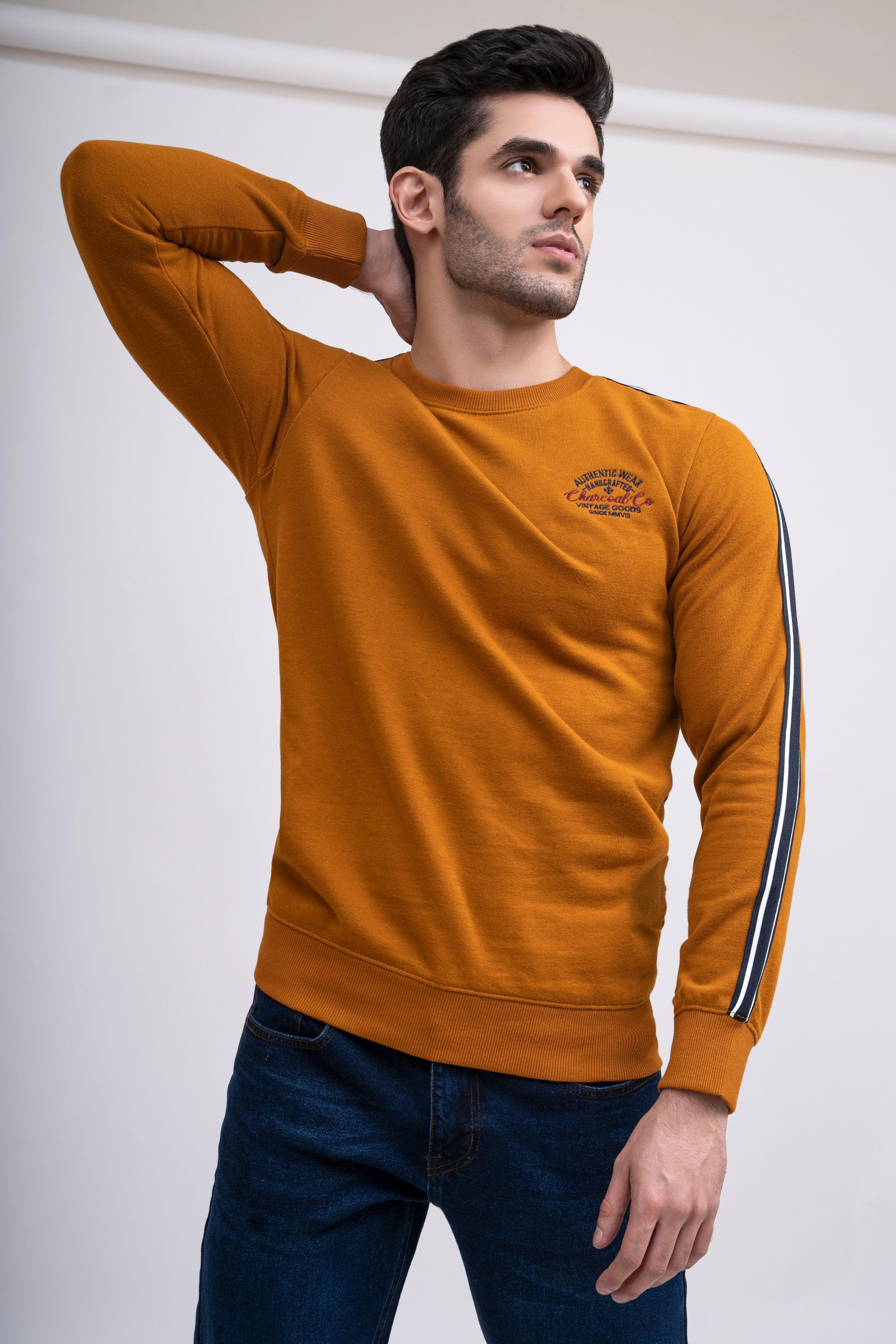 SWEAT SHIRT ROUND NECK F/S MUSTARD at Charcoal Clothing