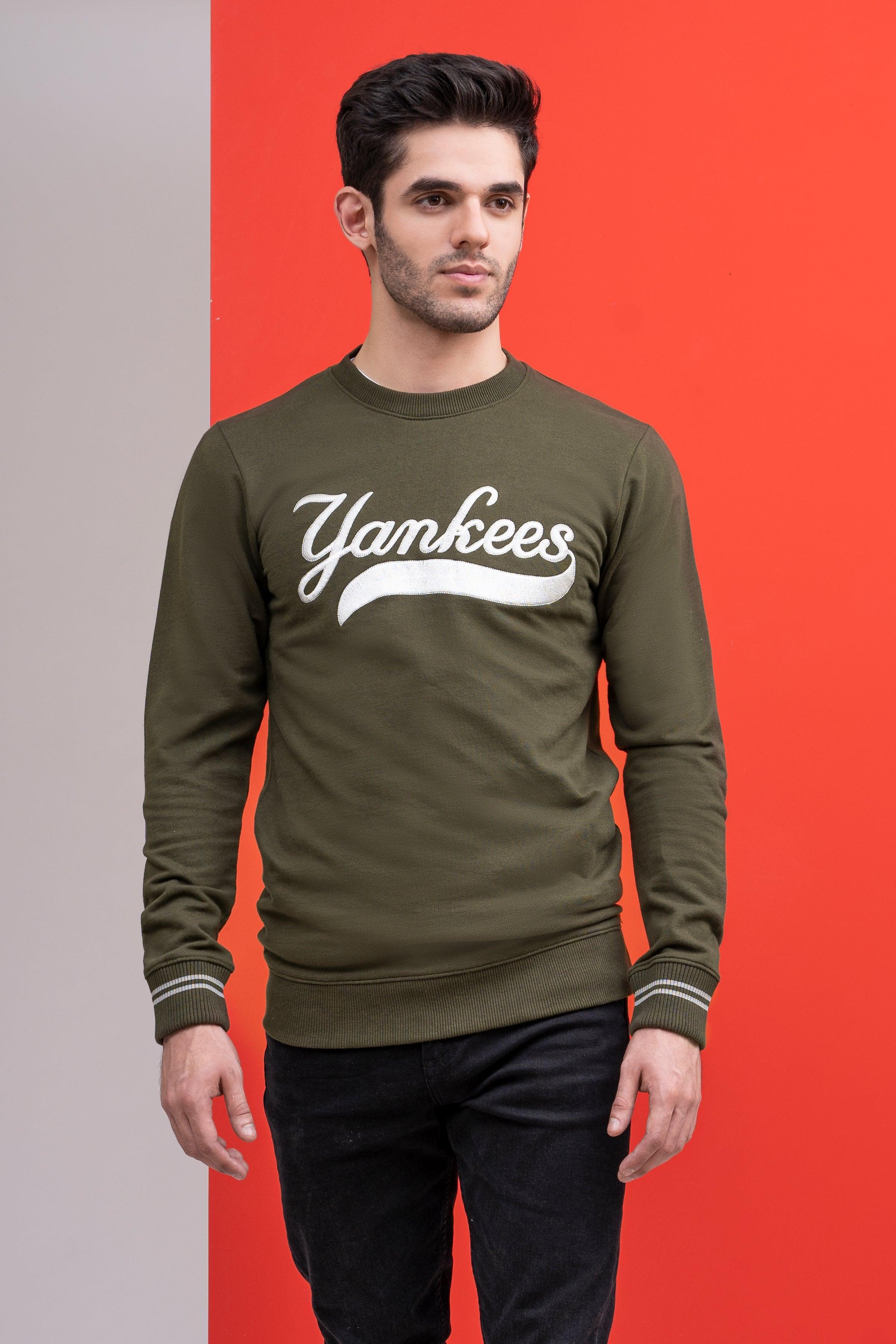 SWEAT SHIRT ROUND NECK FULL SLEEVE  OLIVE GREEN at Charcoal Clothing