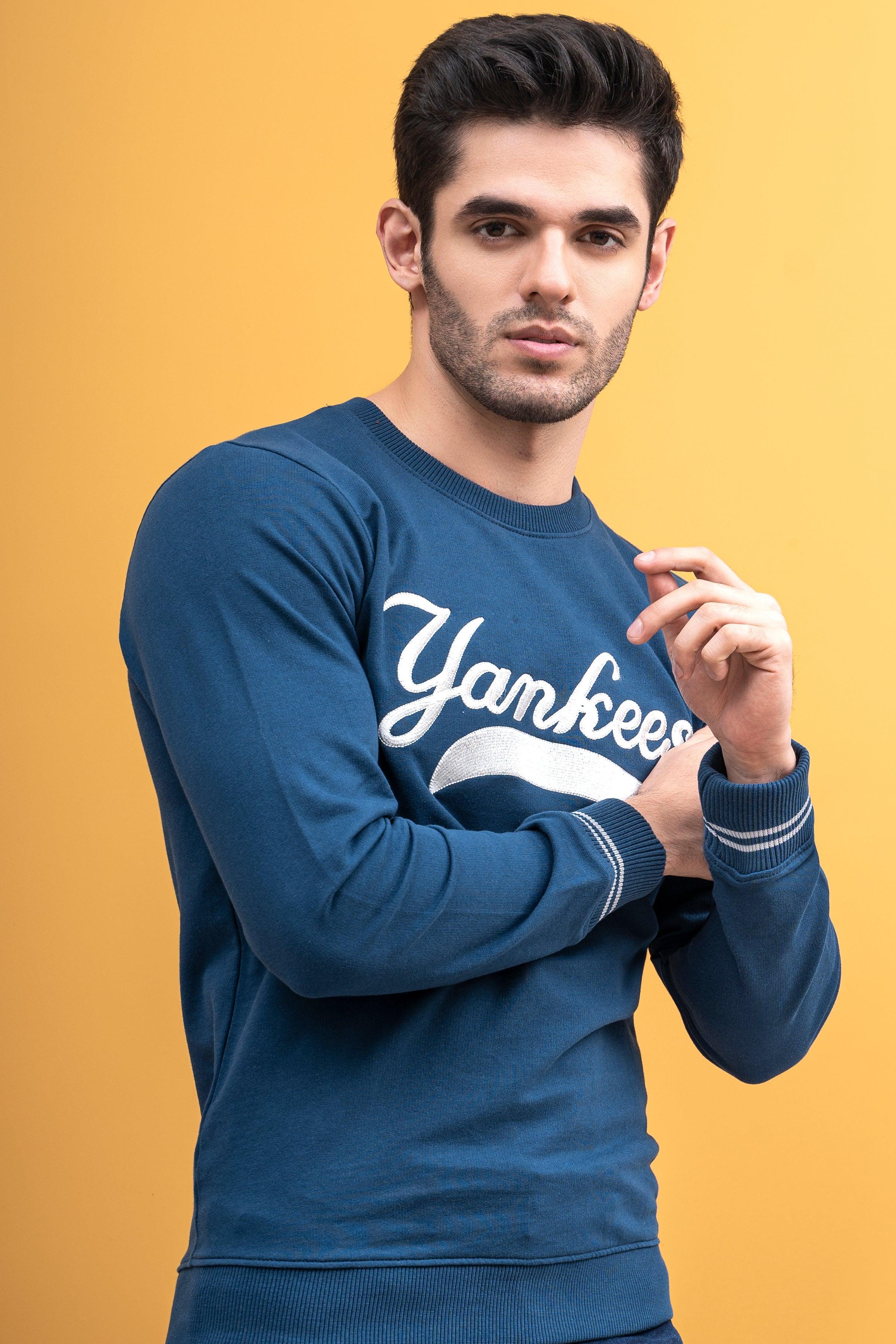 SWEAT SHIRT ROUND NECK FULL SLEEVE TEAL BLUE at Charcoal Clothing
