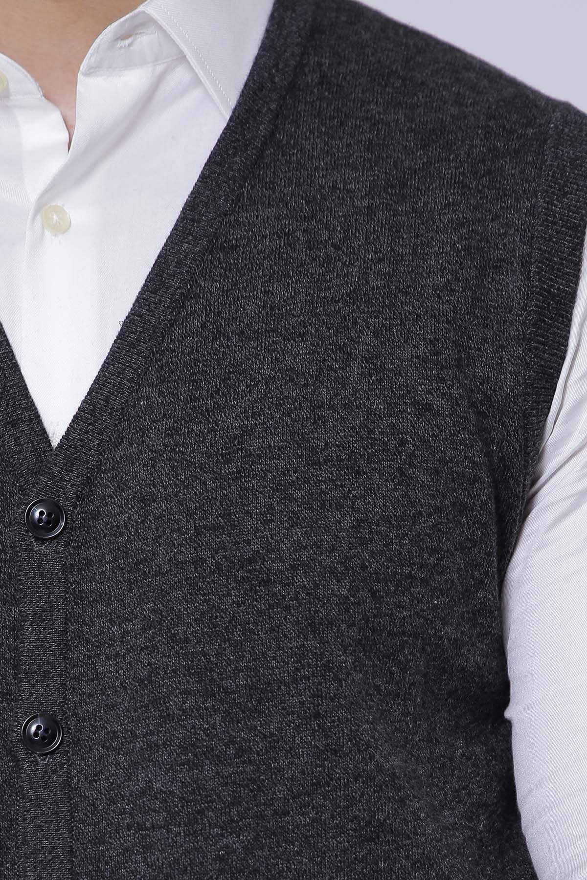SWEATER CARDIGAN SLEEVE LESS DARK GREY at Charcoal Clothing