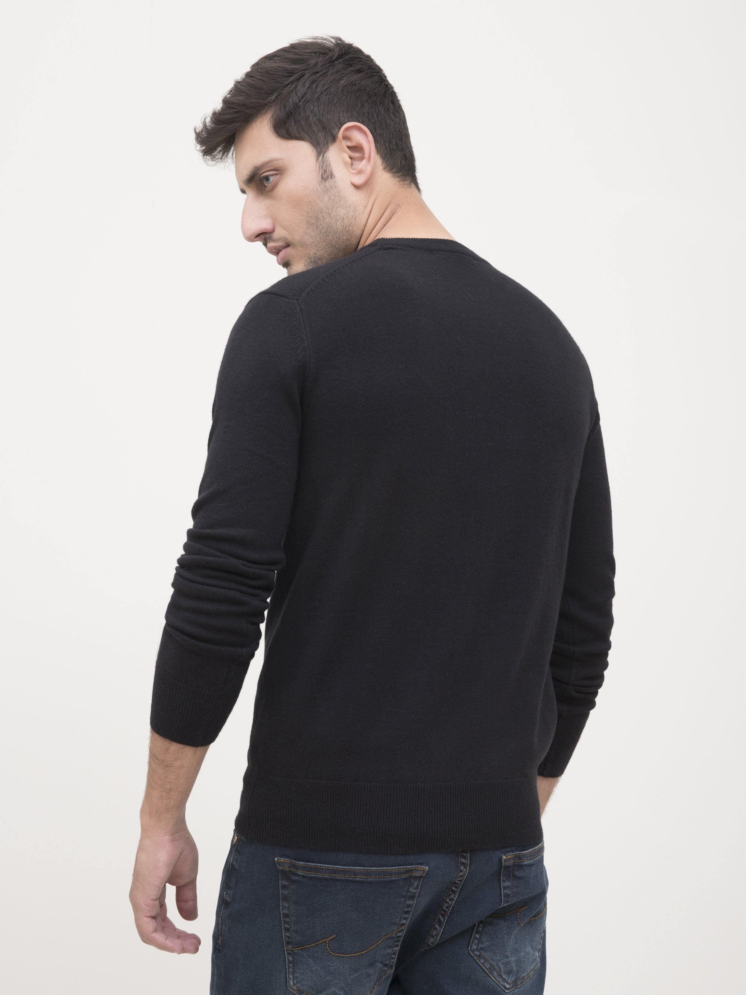 SWEATER CREW NECK FULL SLEEVE BLACK at Charcoal Clothing