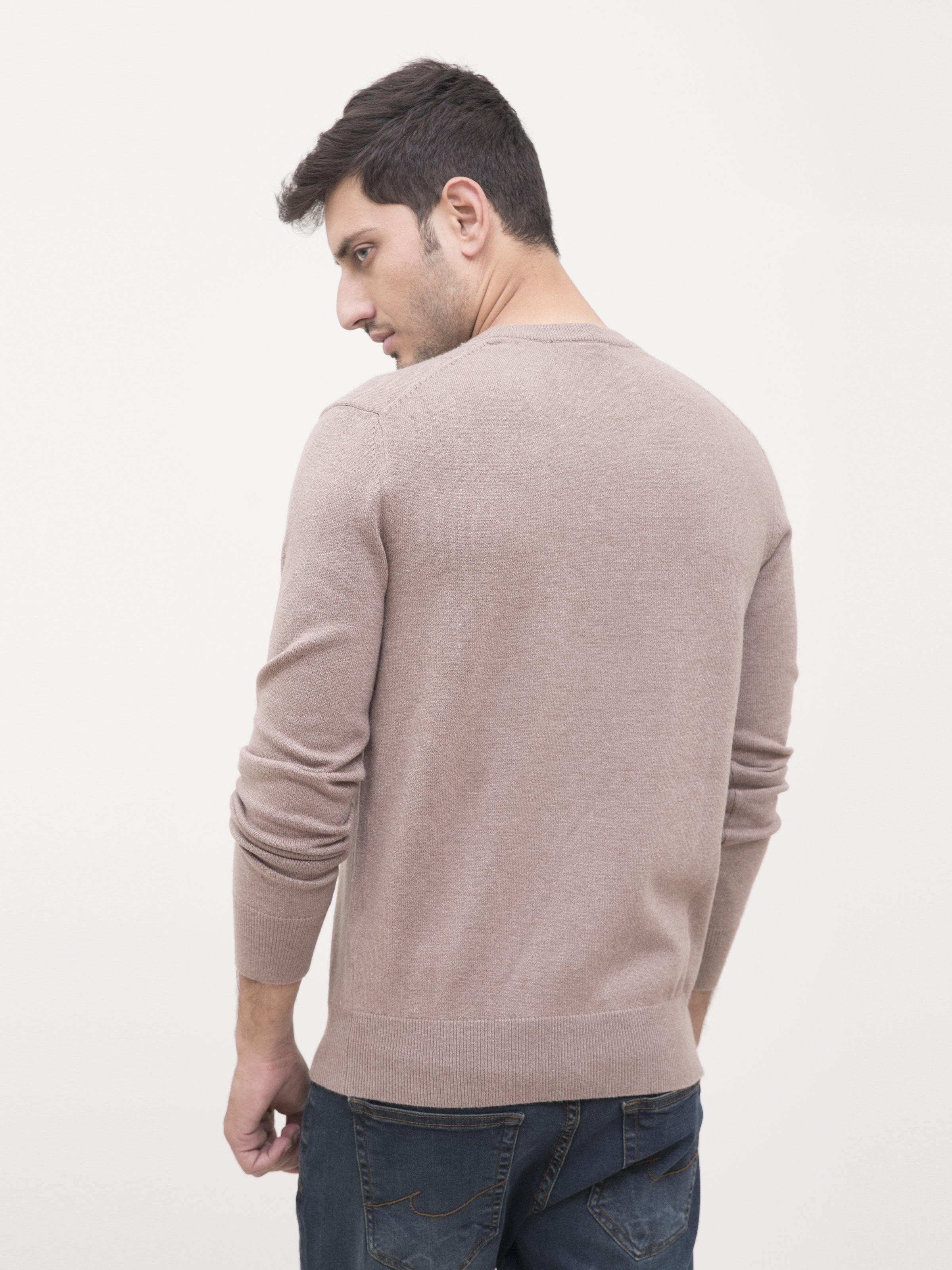 SWEATER CREW NECK FULL SLEEVE LIGHT BROWN at Charcoal Clothing