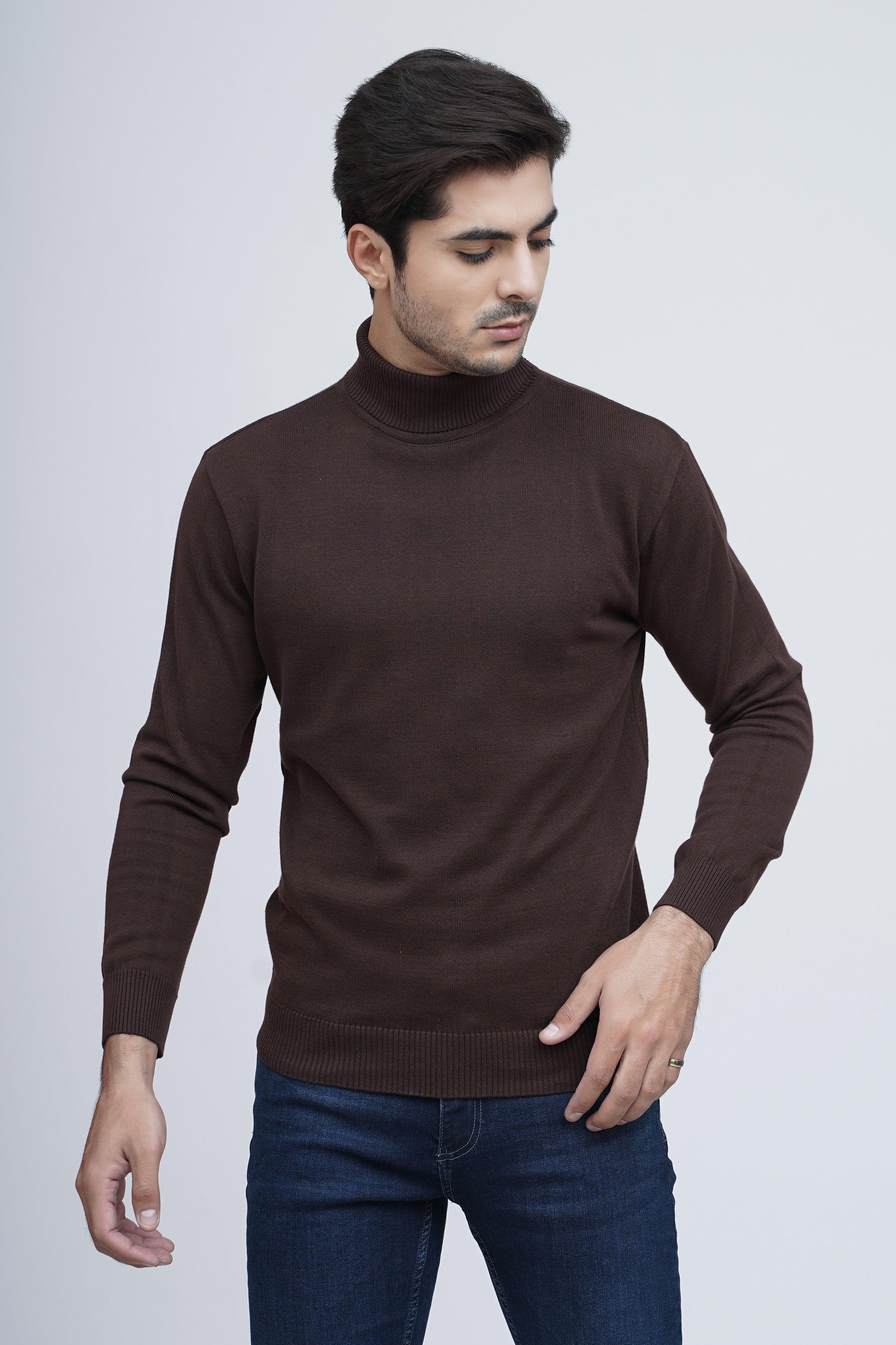 SWEATER HIGH NECK F/S BROWN at Charcoal Clothing