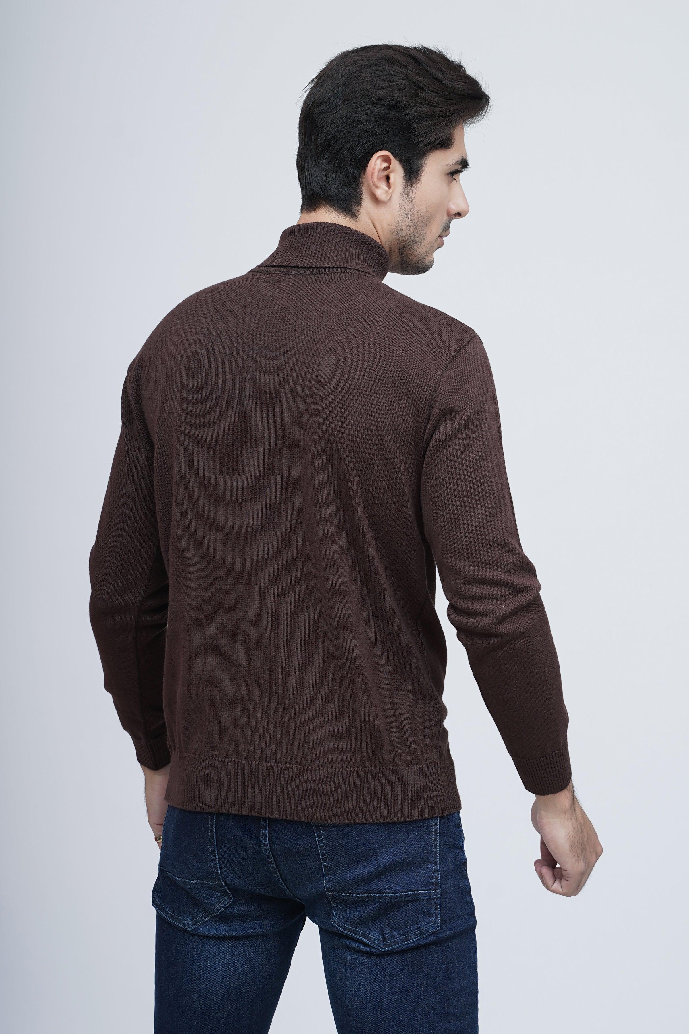 SWEATER HIGH NECK F/S BROWN at Charcoal Clothing