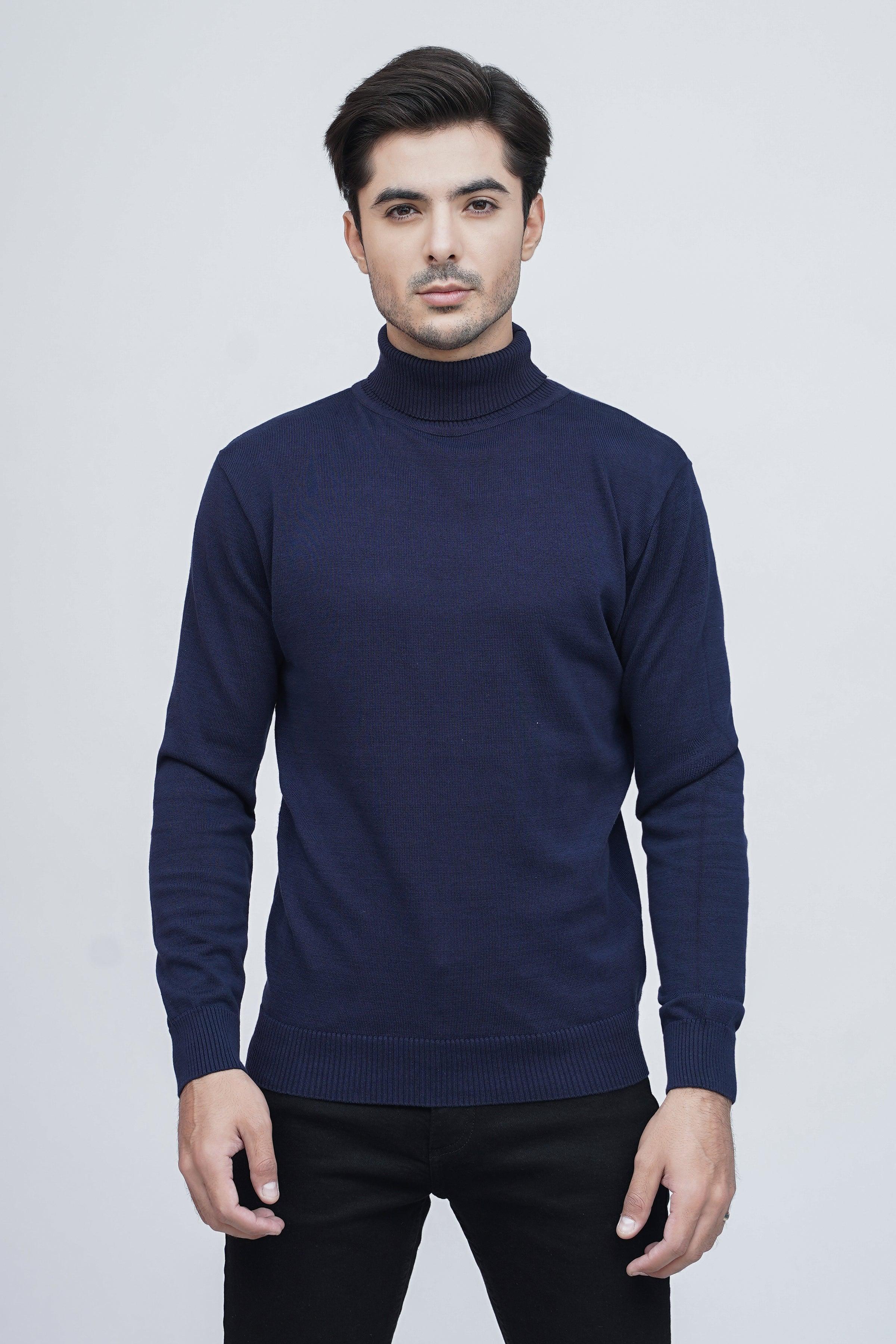 SWEATER HIGH NECK F/S NAVY at Charcoal Clothing