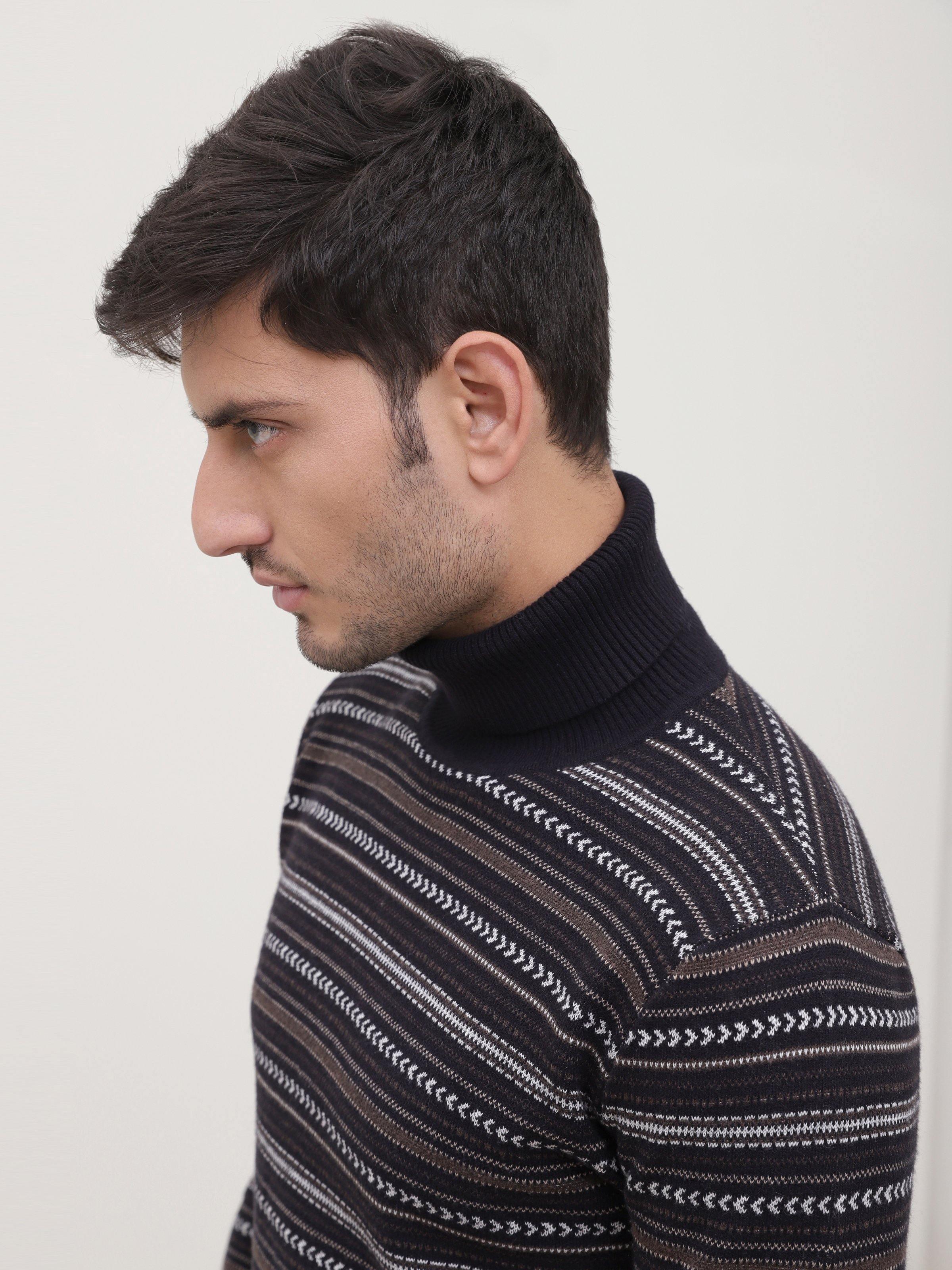 SWEATER HIGH NECK FULL SLEEVE BLACK at Charcoal Clothing