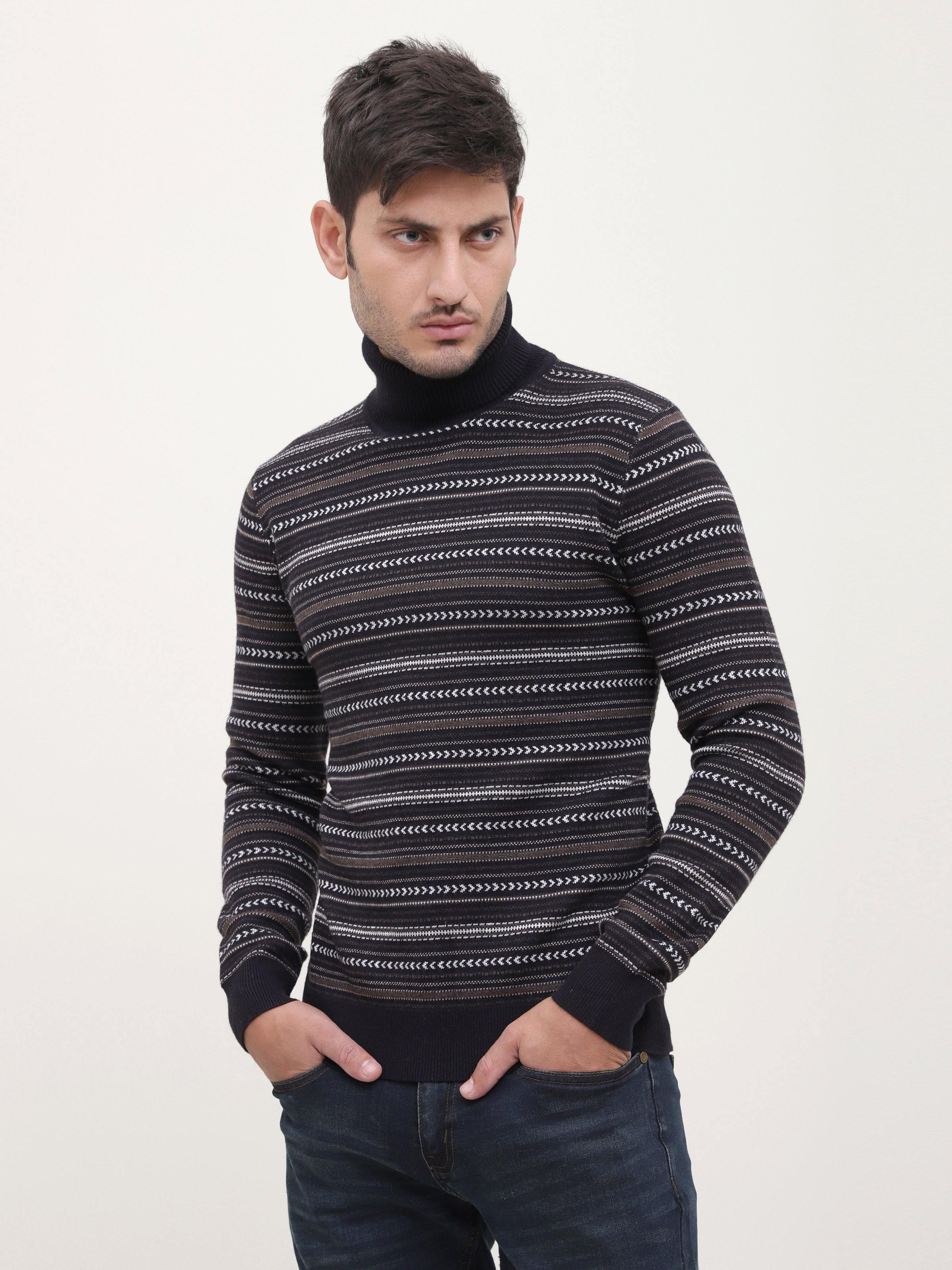 SWEATER HIGH NECK FULL SLEEVE BLACK at Charcoal Clothing
