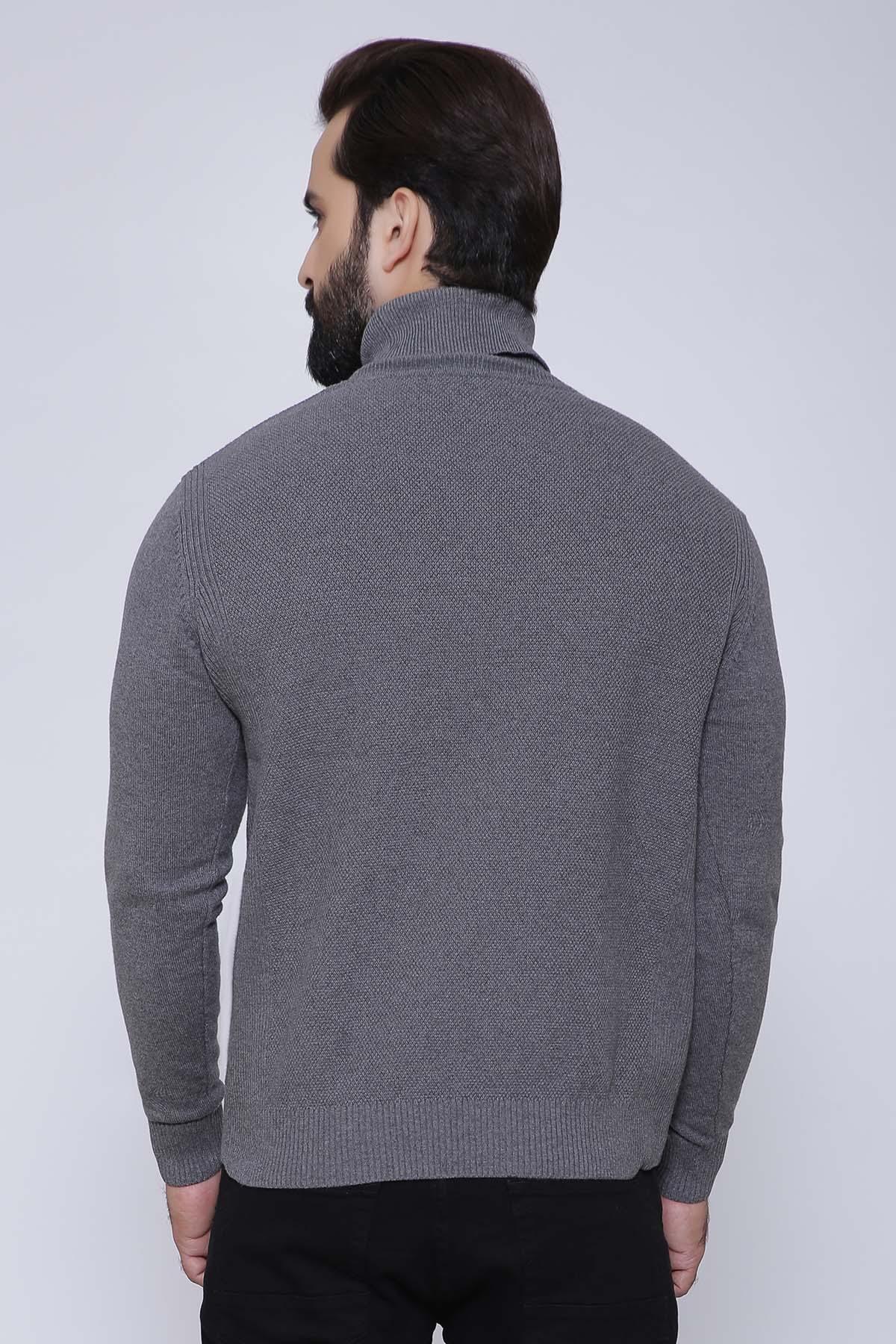 SWEATER HIGH NECK FULL SLEEVE GREY at Charcoal Clothing