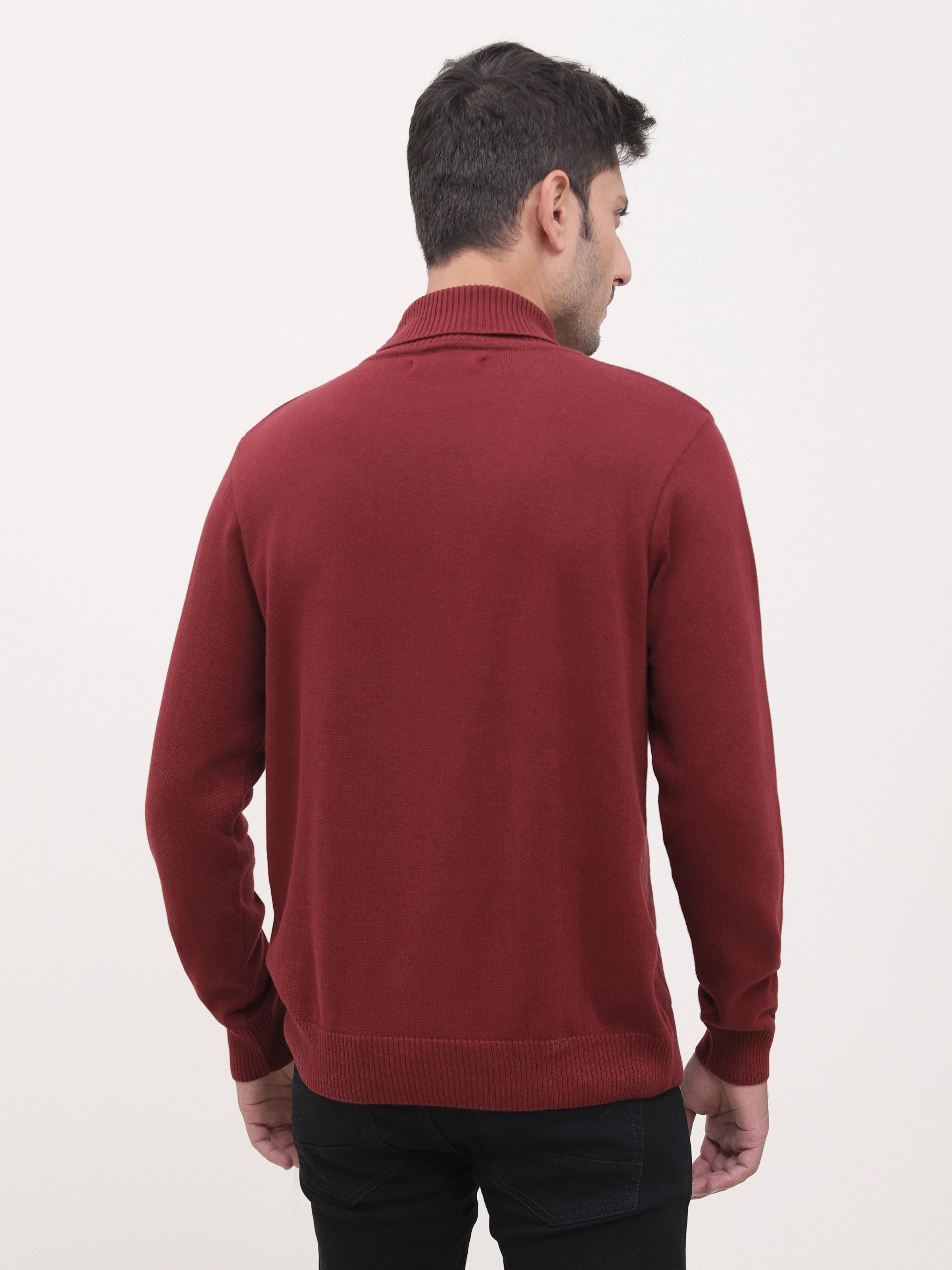 SWEATER HIGH NECK FULL SLEEVE MAROON at Charcoal Clothing