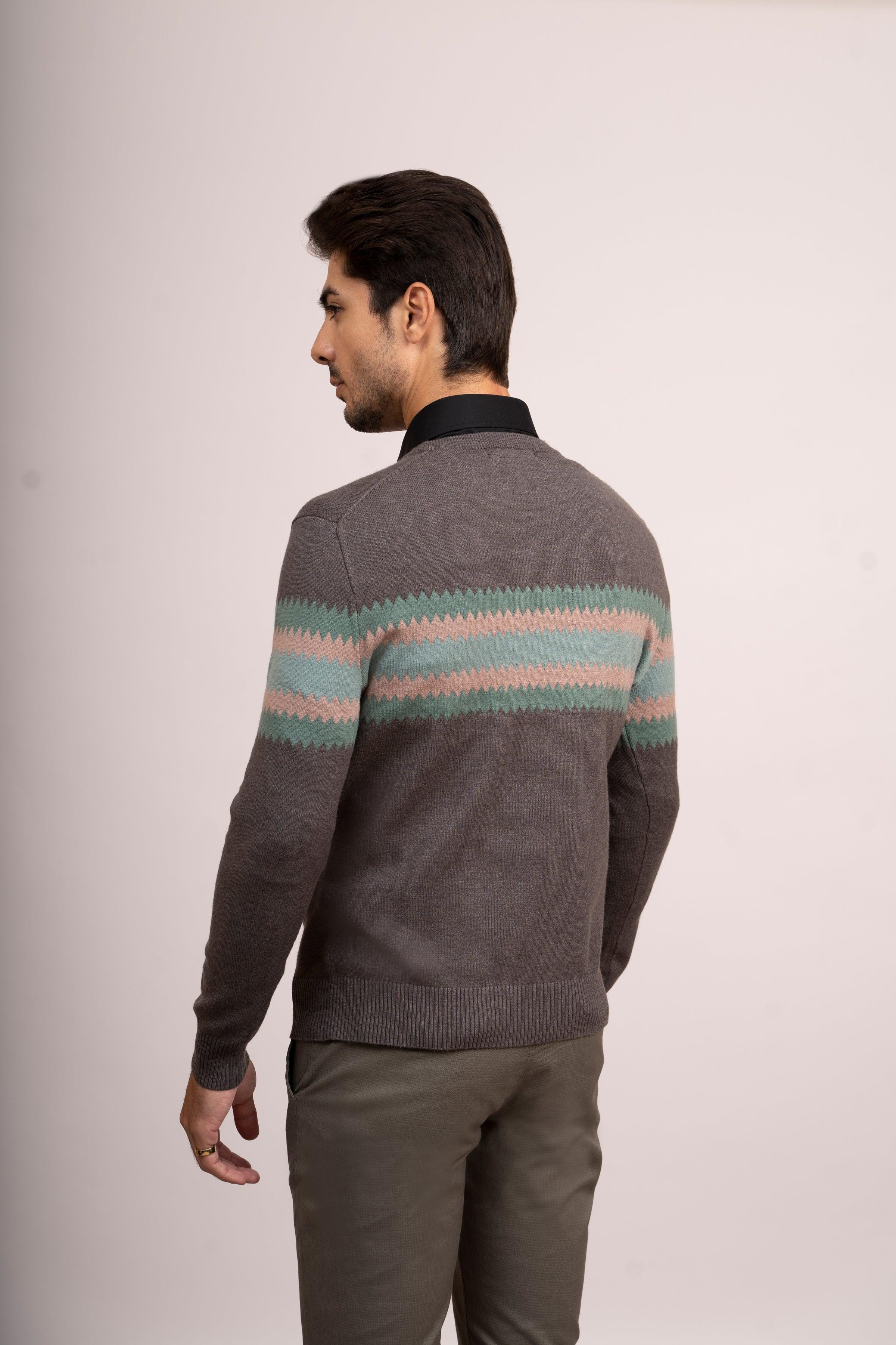 SWEATER R NECK F/L GREY at Charcoal Clothing