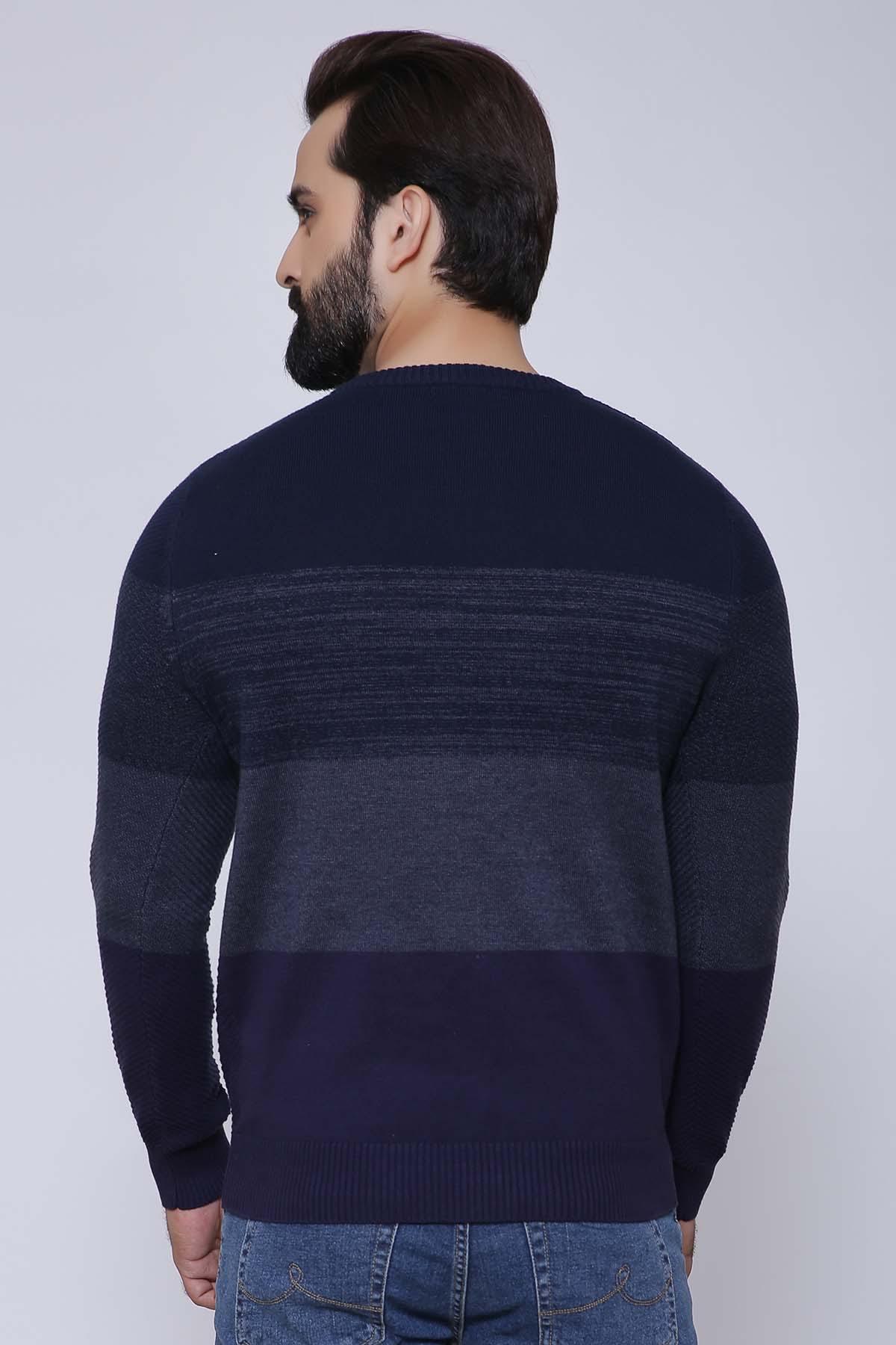 SWEATER ROUND NECK FULL NAVY GREY at Charcoal Clothing