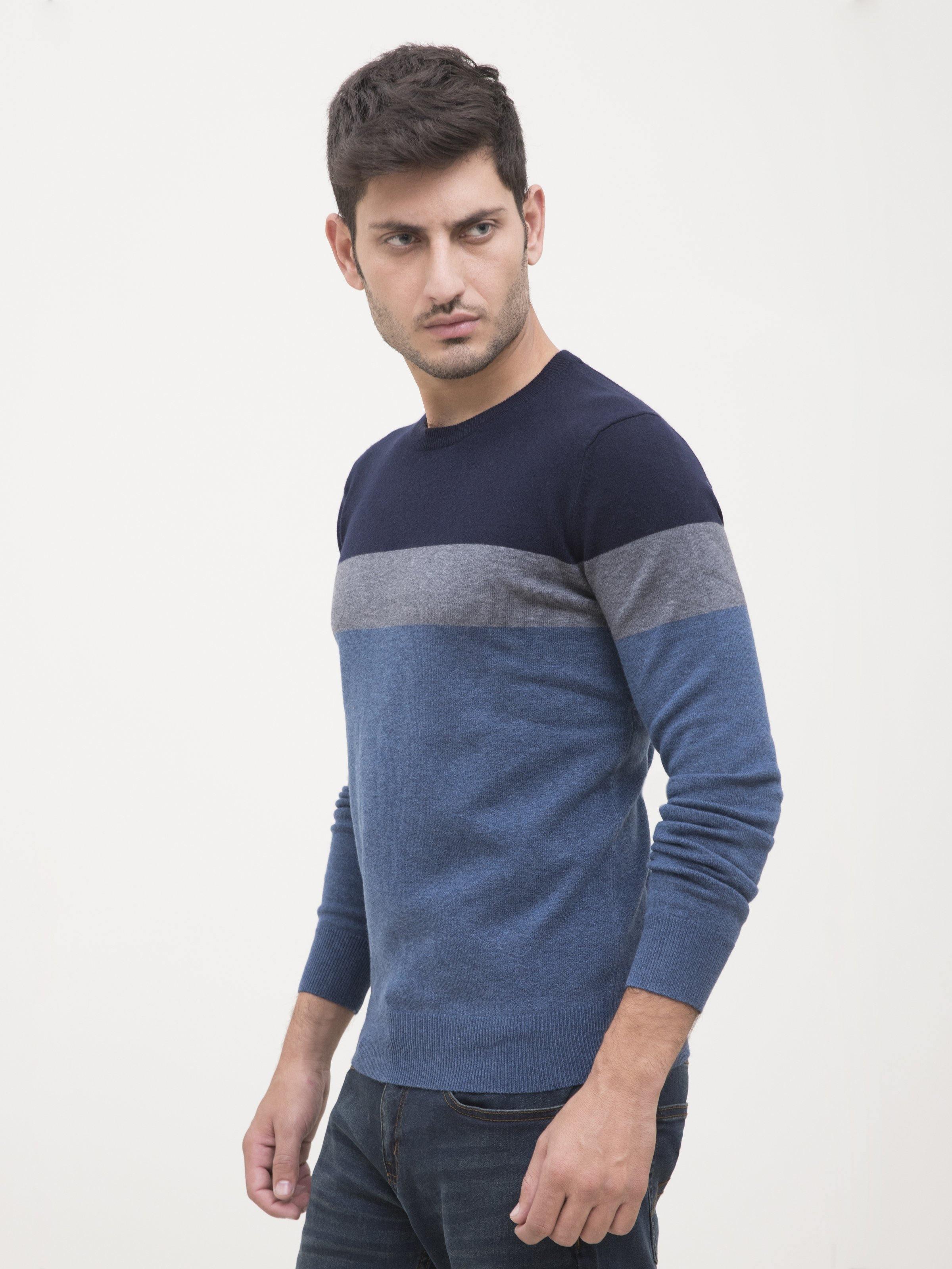 SWEATER ROUND NECK FULL SLEEVE BLUE GREY at Charcoal Clothing