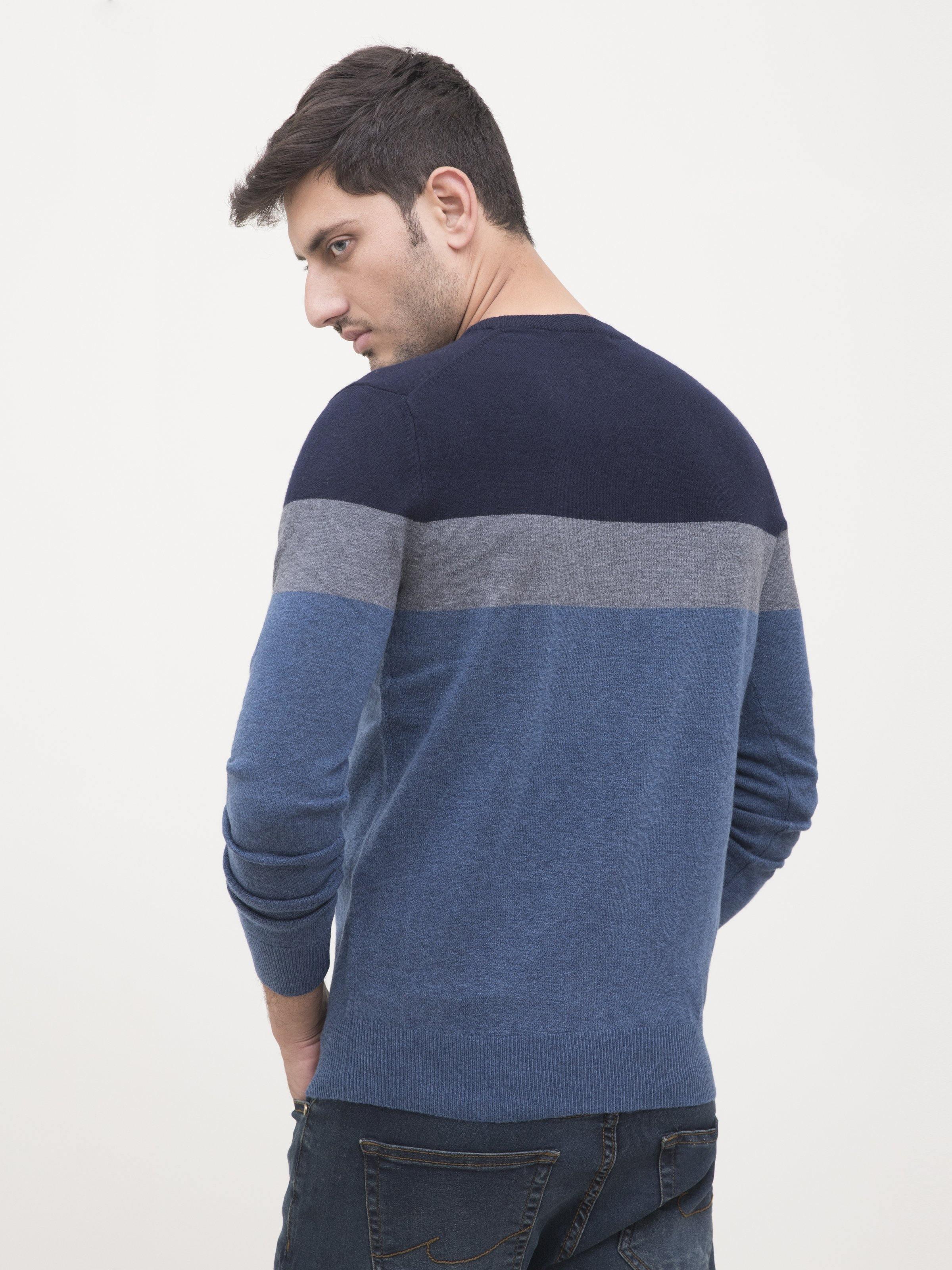 Shop SWEATER ROUND NECK FULL SLEEVE BLUE GREY For Men Online