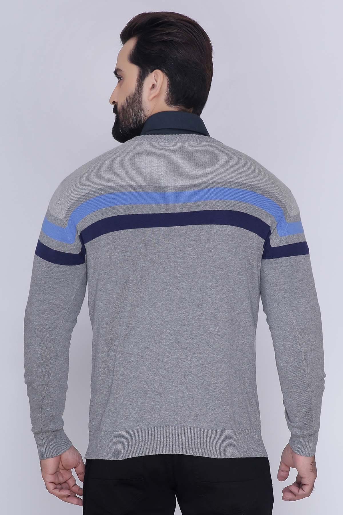 SWEATER ROUND NECK FULL SLEEVE GREY at Charcoal Clothing