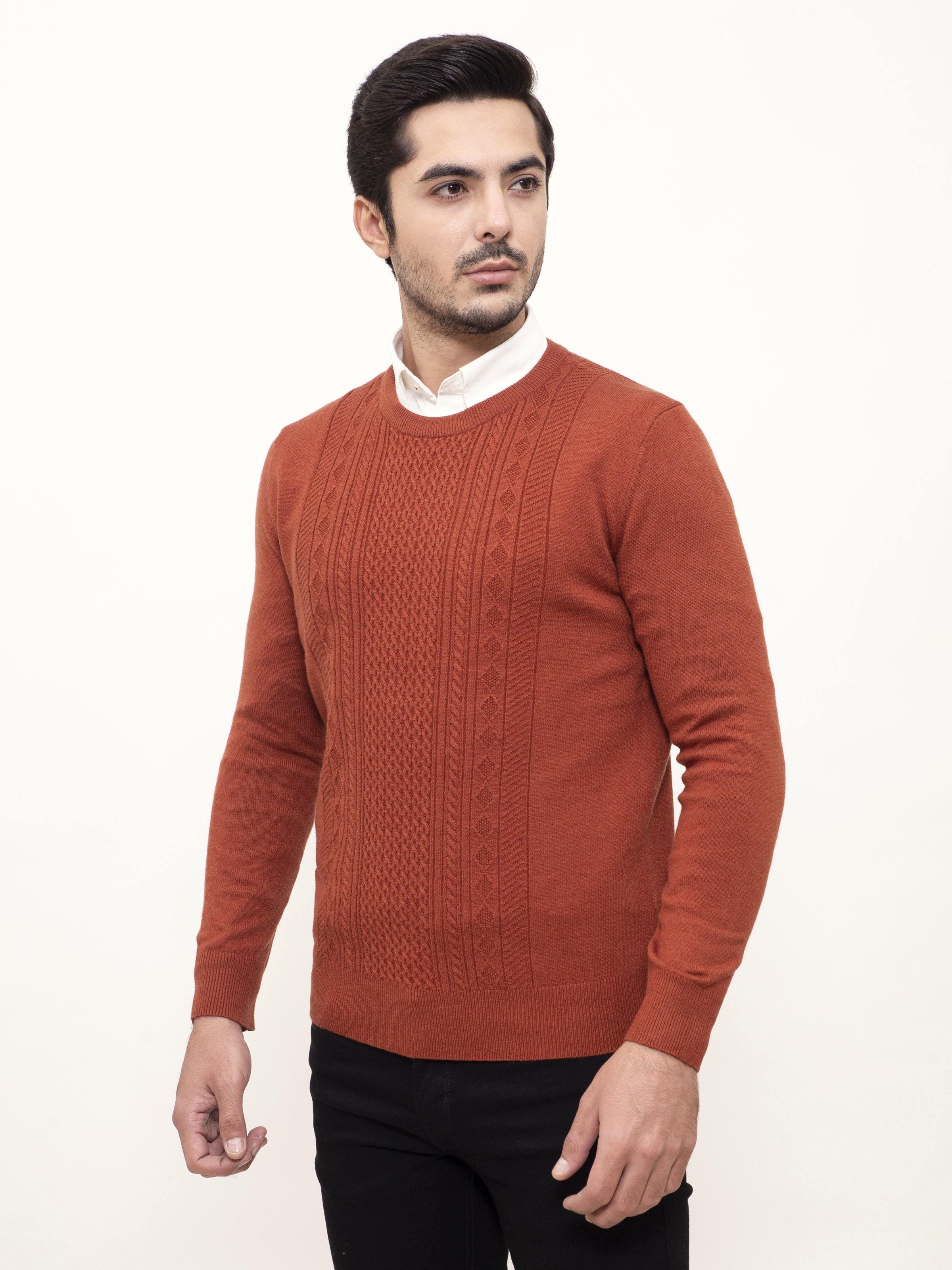 SWEATER ROUND NECK FULL SLEEVE RUST at Charcoal Clothing