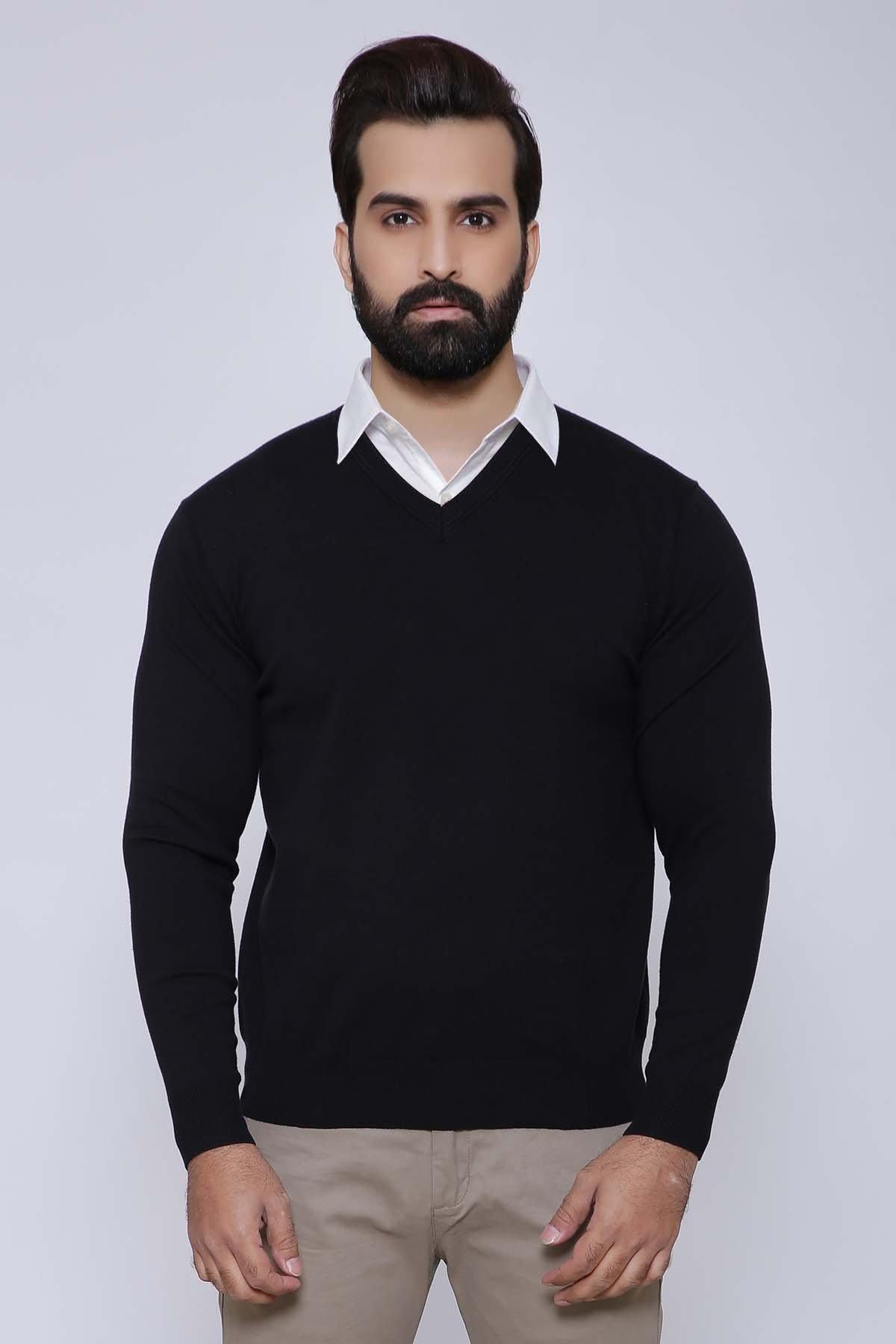 SWEATER V NECK FULL SLEEVE BLACK