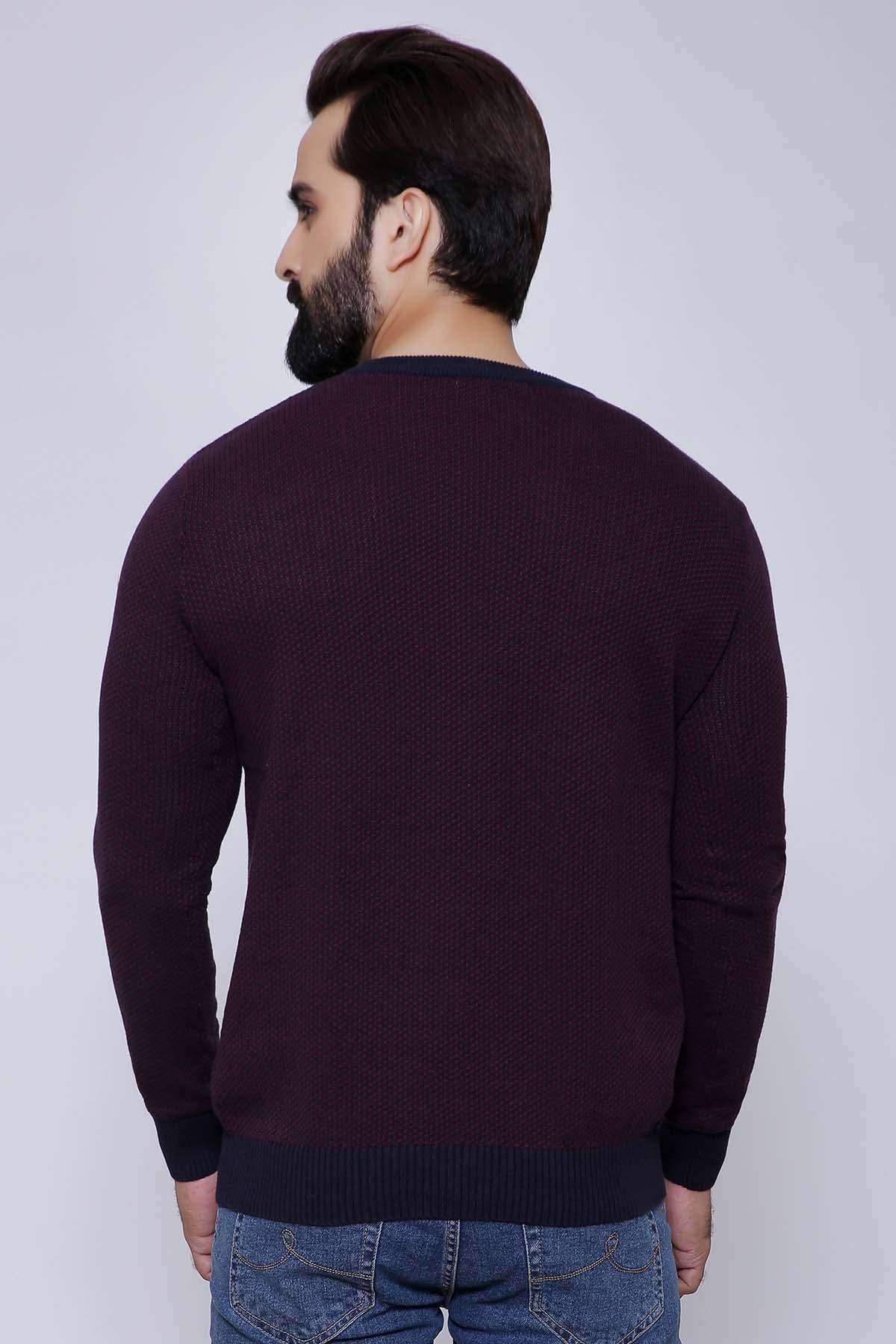 SWEATER V NECK FULL SLEEVE MAHROON at Charcoal Clothing