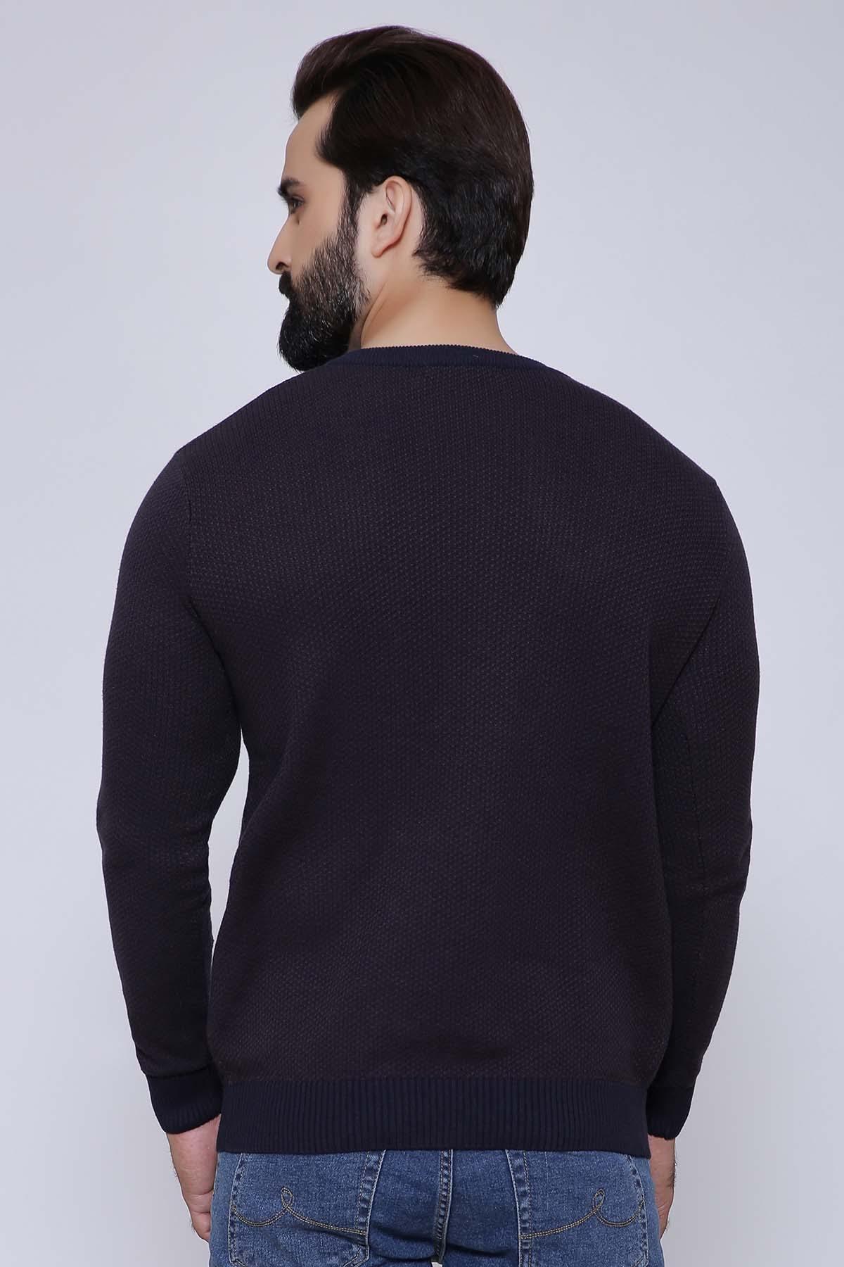 SWEATER V NECK FULL SLEEVE NAVY BROWN at Charcoal Clothing