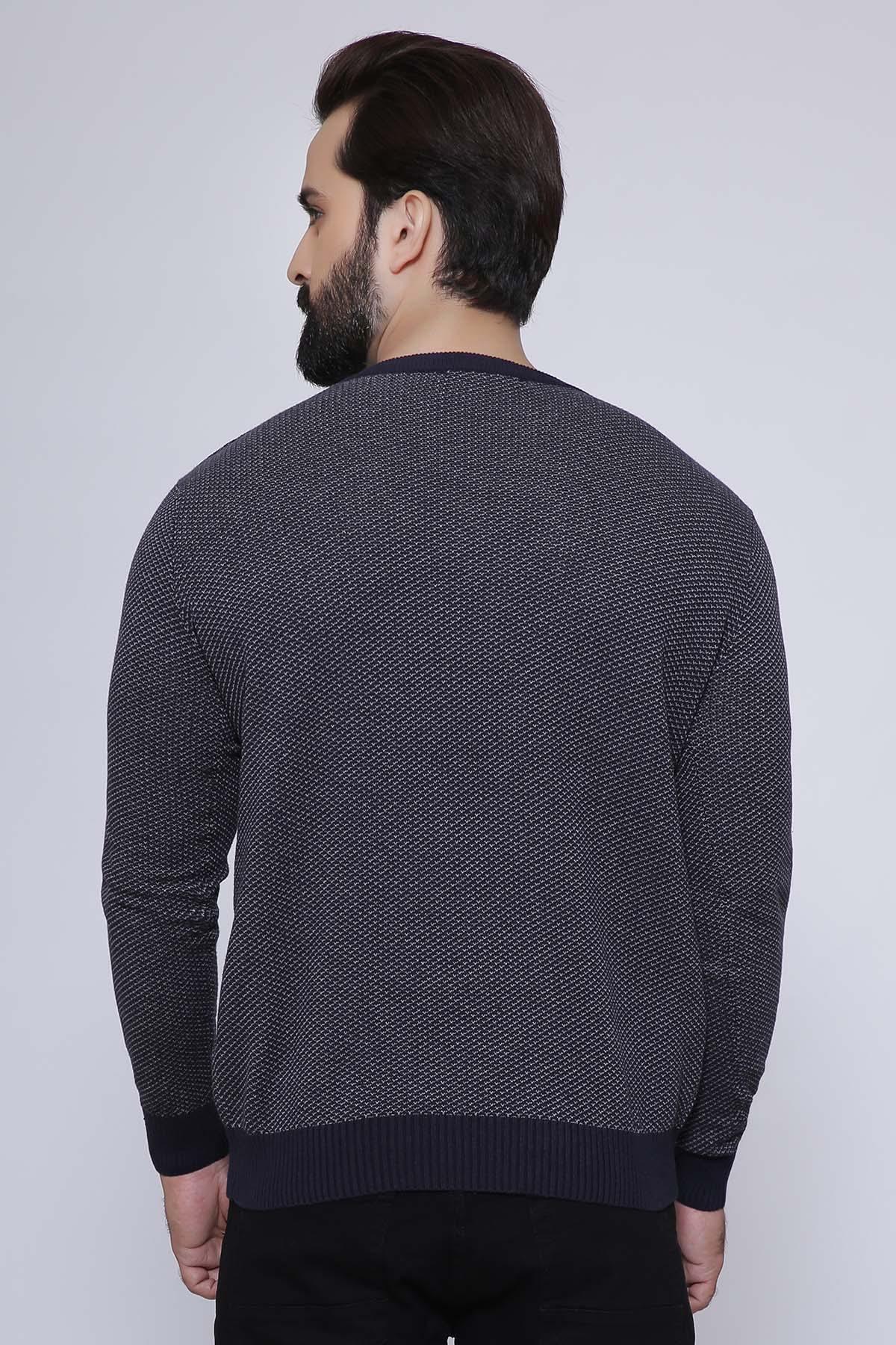 SWEATER V NECK FULL SLEEVE NAVY GREY at Charcoal Clothing