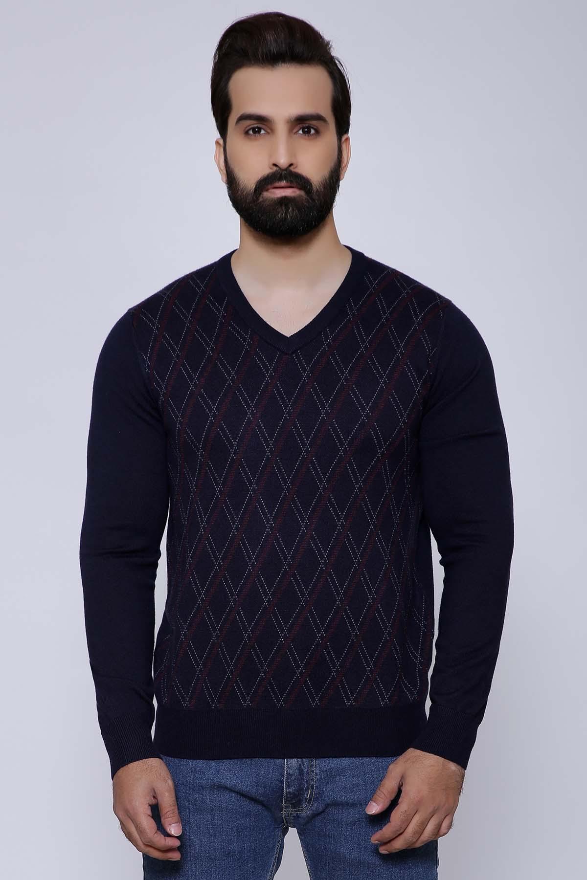 SWEATER V NECK FULL SLEEVE NAVY at Charcoal Clothing