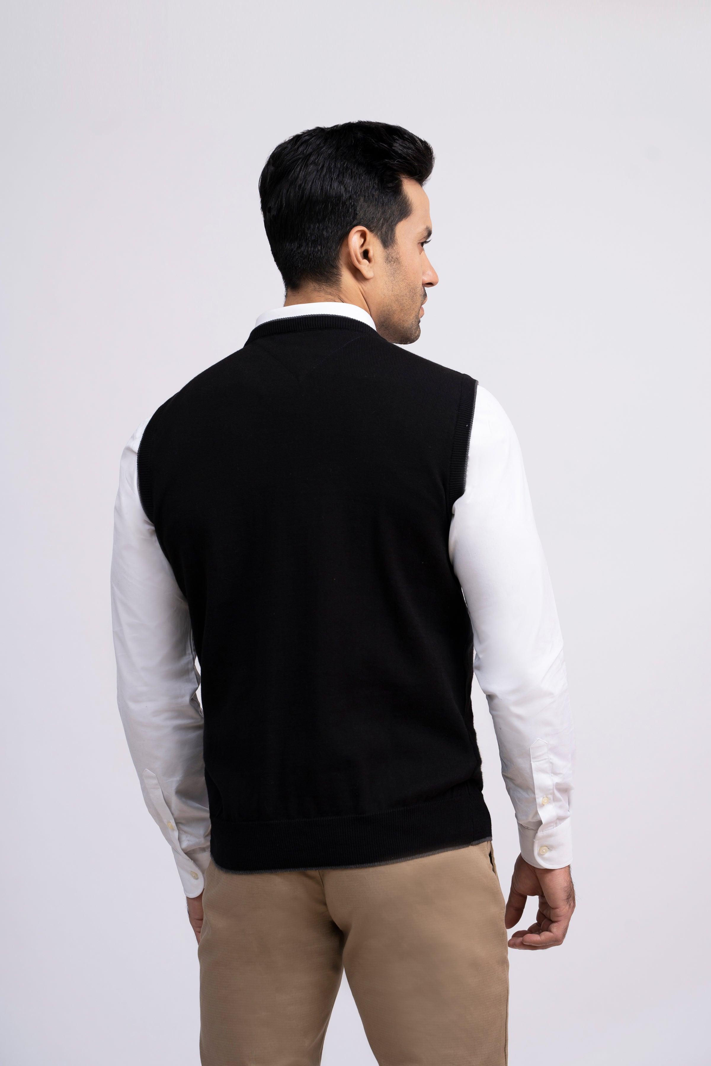 SWEATER V NECK S/L BLACK at Charcoal Clothing