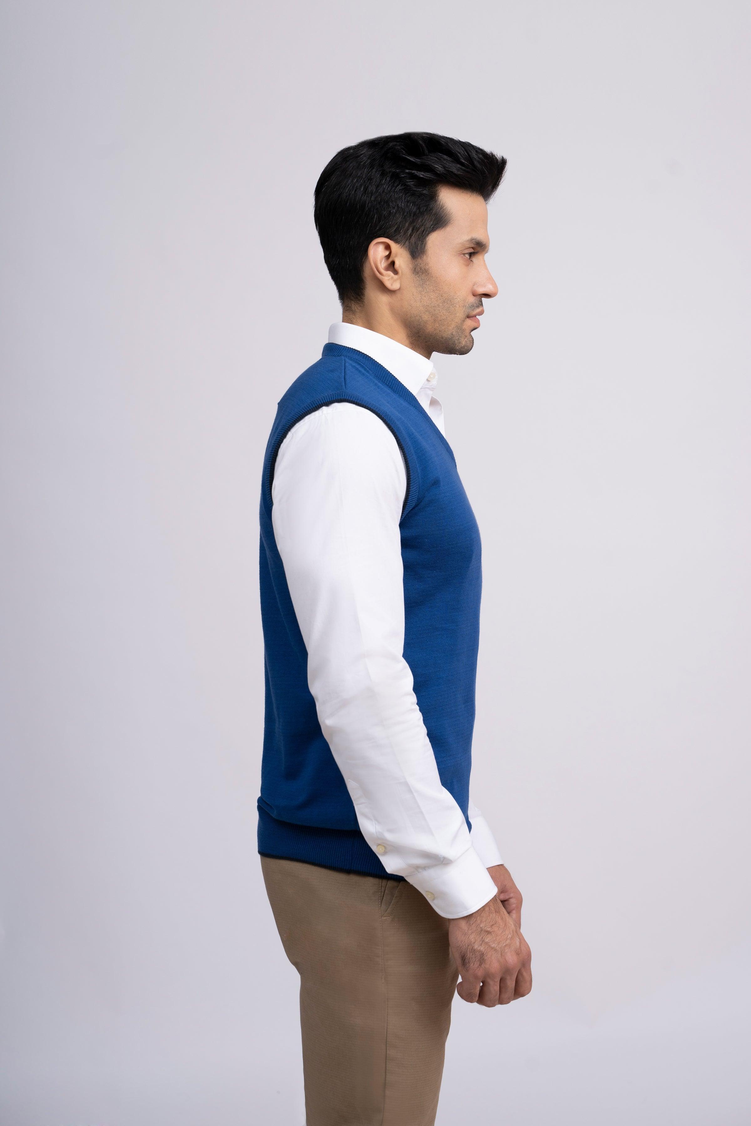 SWEATER V NECK S/L BLUE at Charcoal Clothing