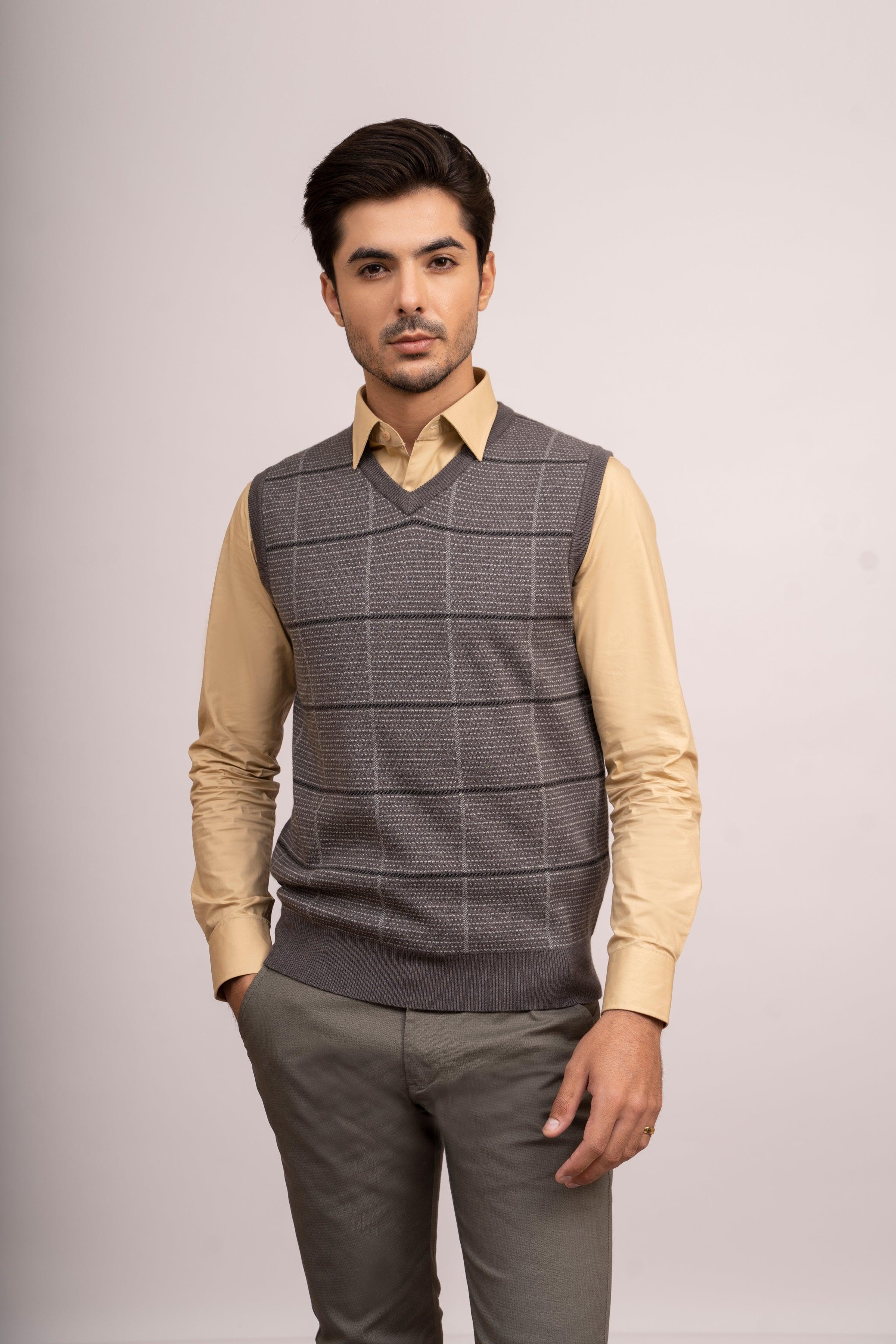 SWEATER V NECK S/L GREY at Charcoal Clothing