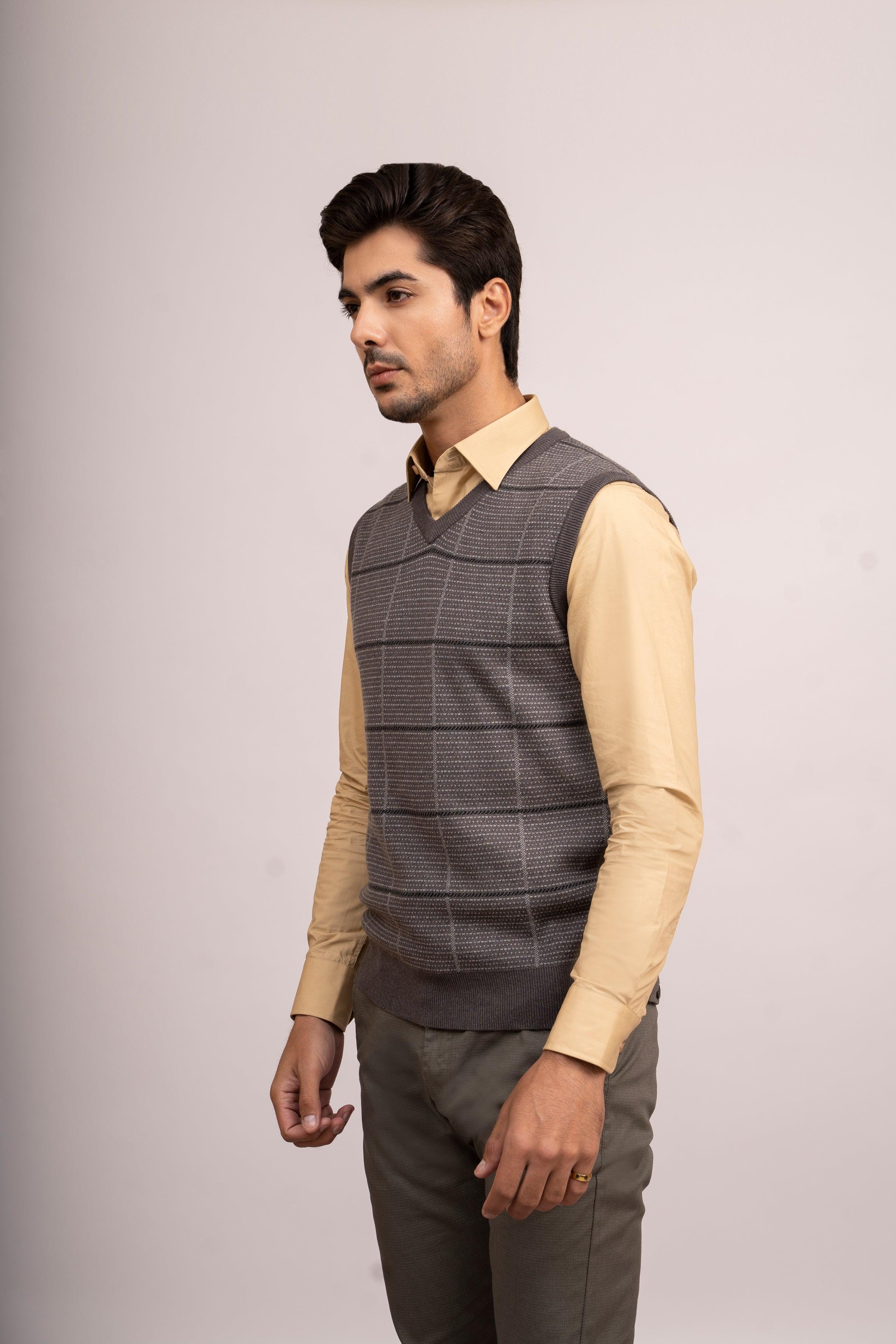 SWEATER V NECK S/L GREY at Charcoal Clothing