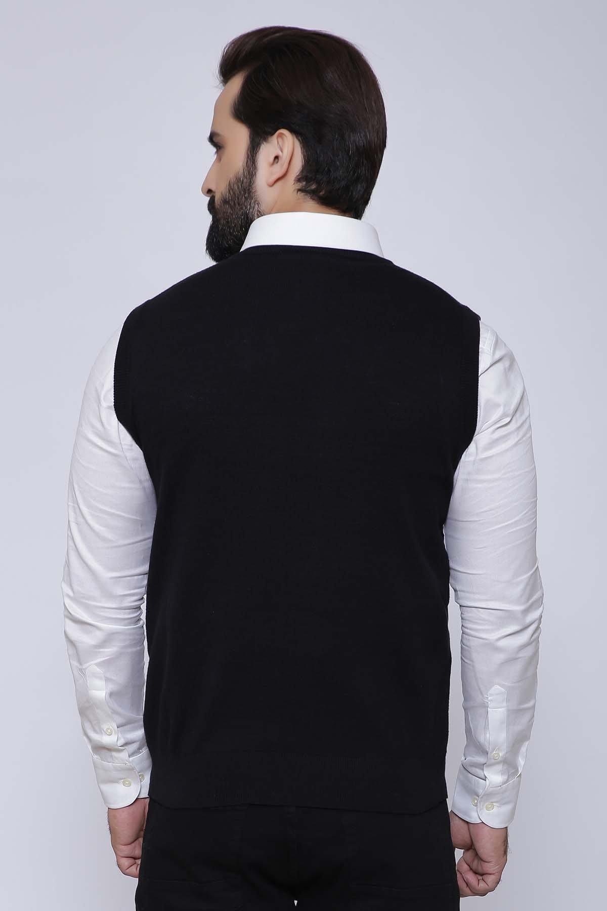 SWEATER V NECK SLEEVE LESS BLACK at Charcoal Clothing