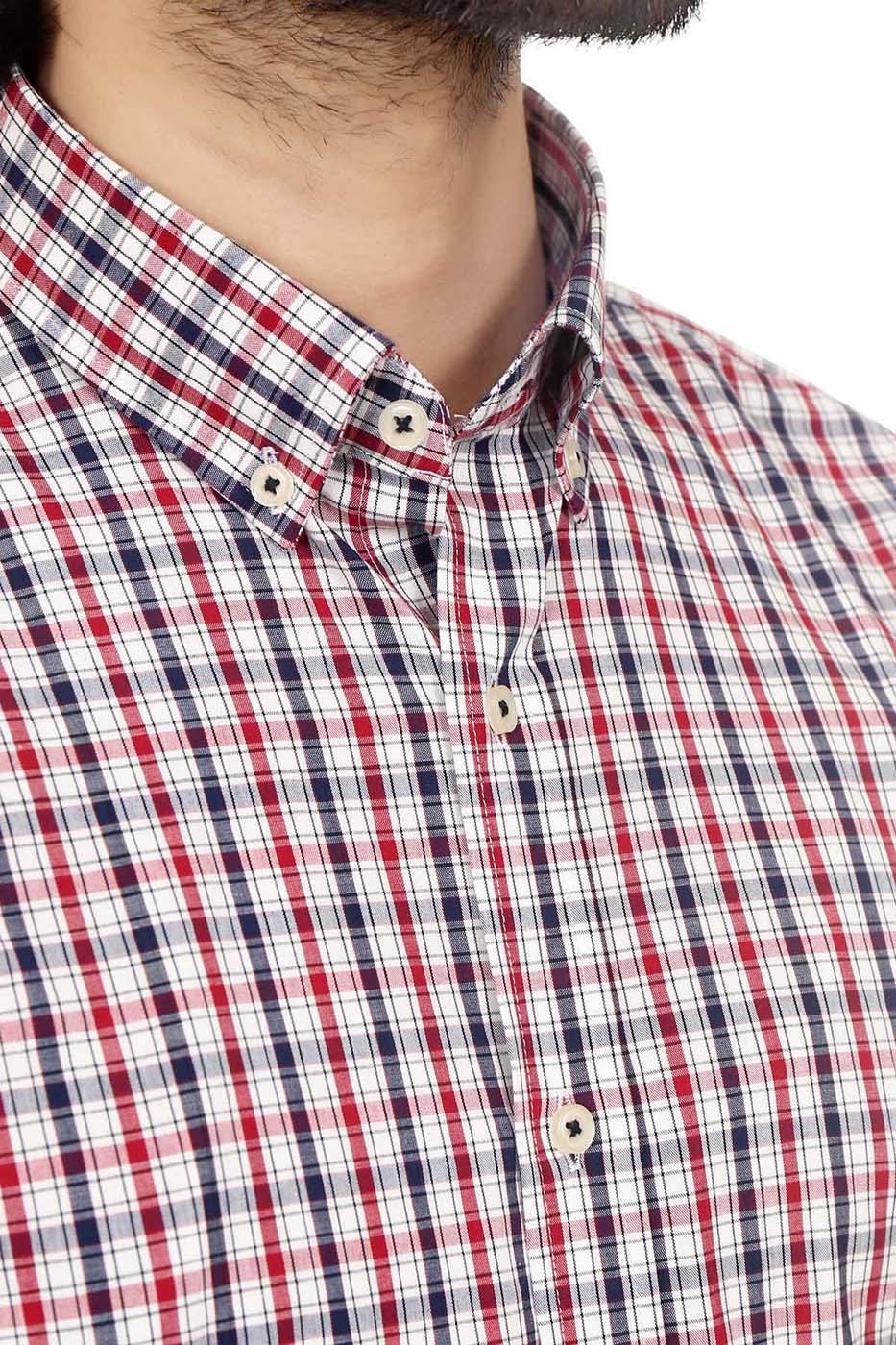 Semi Formal Shirt Half Sleeves Maroon Navy at Charcoal Clothing