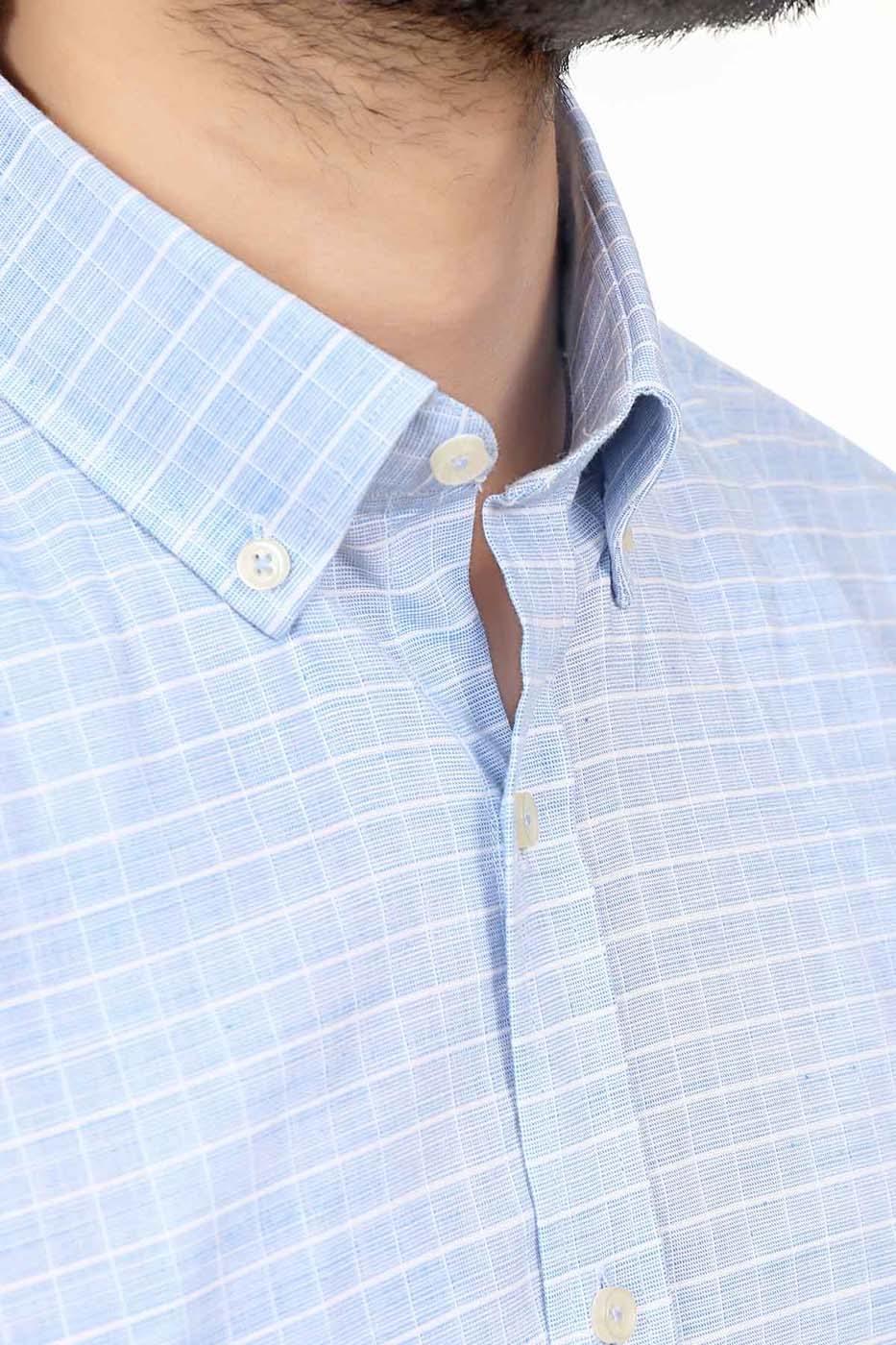 Semi Formal Shirt Half Sleeves Sky Blue at Charcoal Clothing