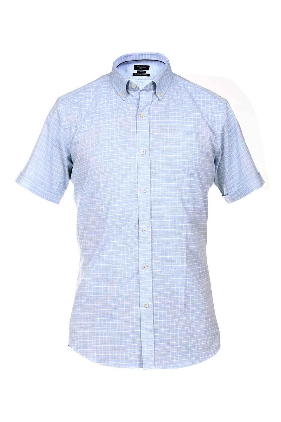 Semi Formal Shirt Half Sleeves Sky Blue at Charcoal Clothing