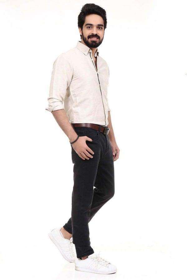 Smart Shirt Linen Off White at Charcoal Clothing
