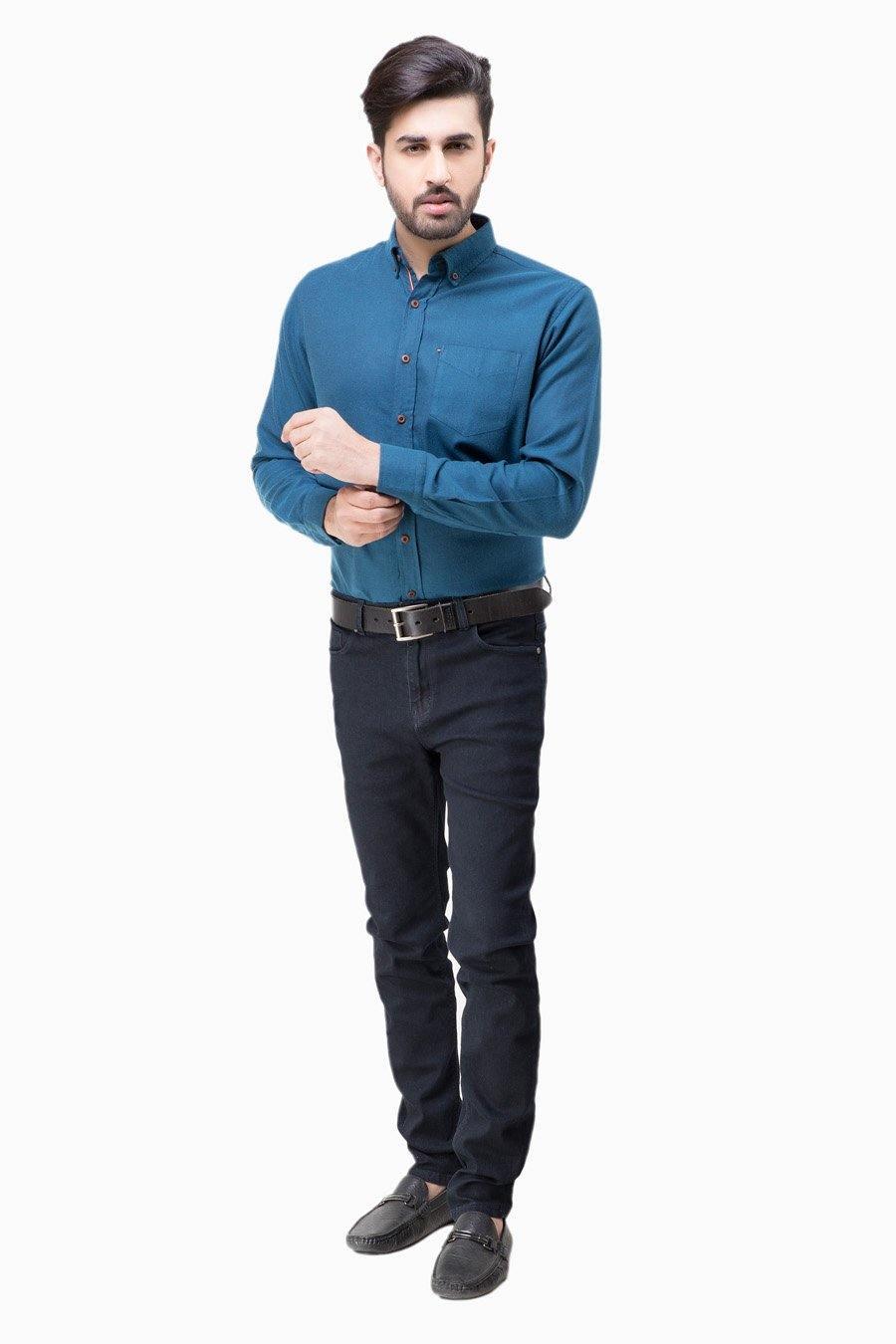 Smart shirt Button Down  FUll sleeve Blue at Charcoal Clothing