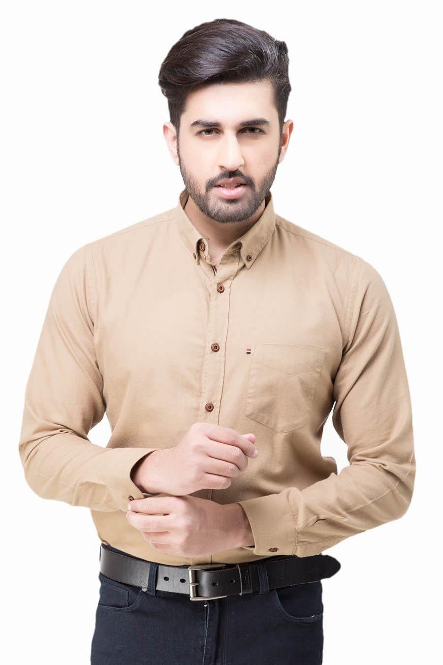 Smart shirt Button Down  FUll sleeve Khaki at Charcoal Clothing