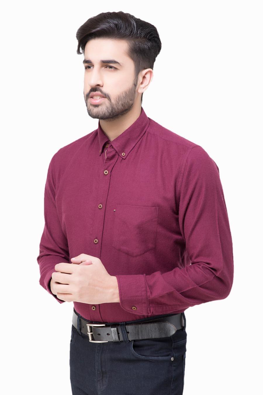 Smart shirt Button Down FUll sleeve Mahroon at Charcoal Clothing